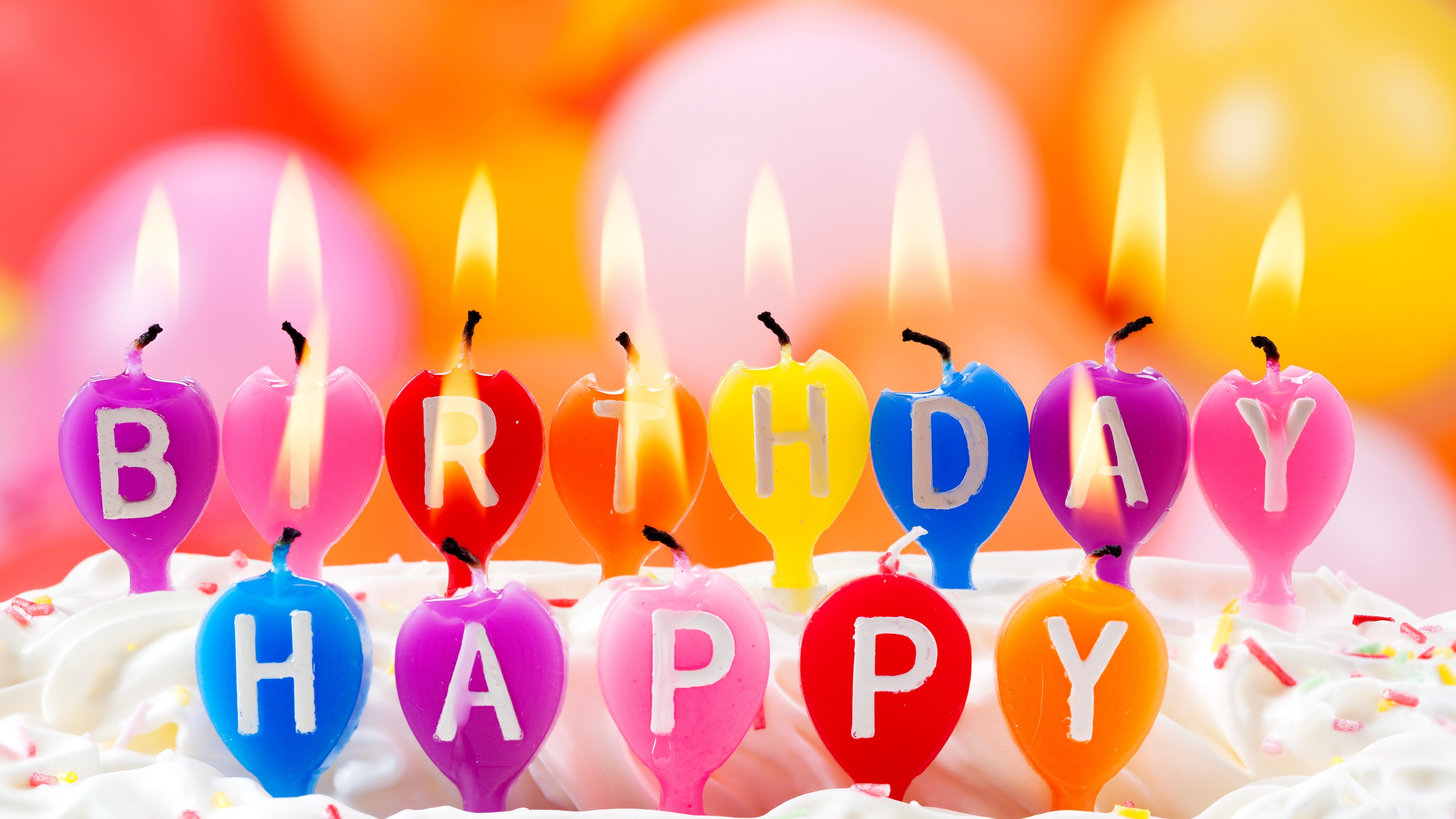 Wallpaper happy birthday, candles, fire, holiday, happiness, bokeh, Holidays