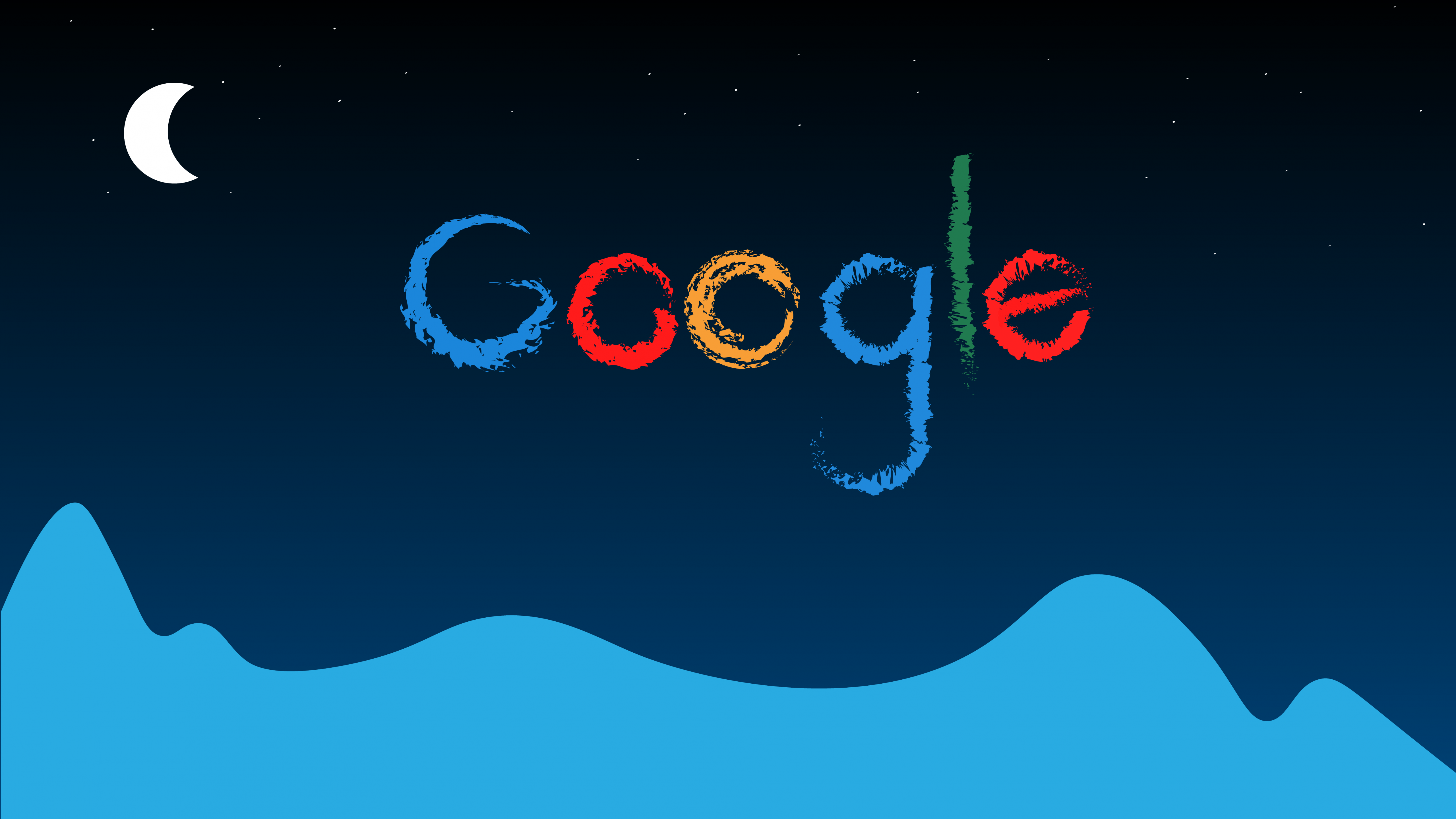 Google Wallpaper 4K, Logo, Typography, Night