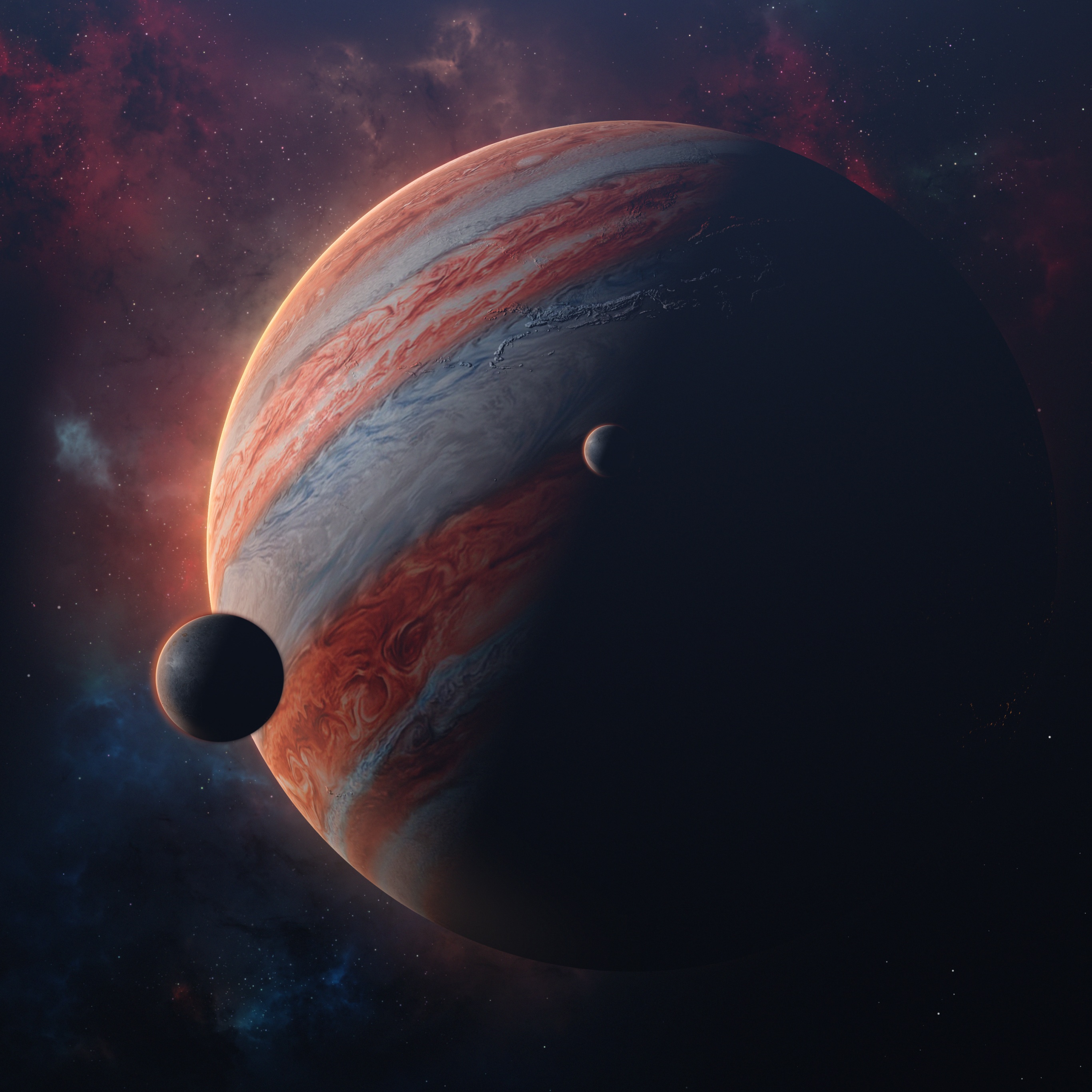 Jupiter Wallpaper 4K, Moons of, Solar system, Planet