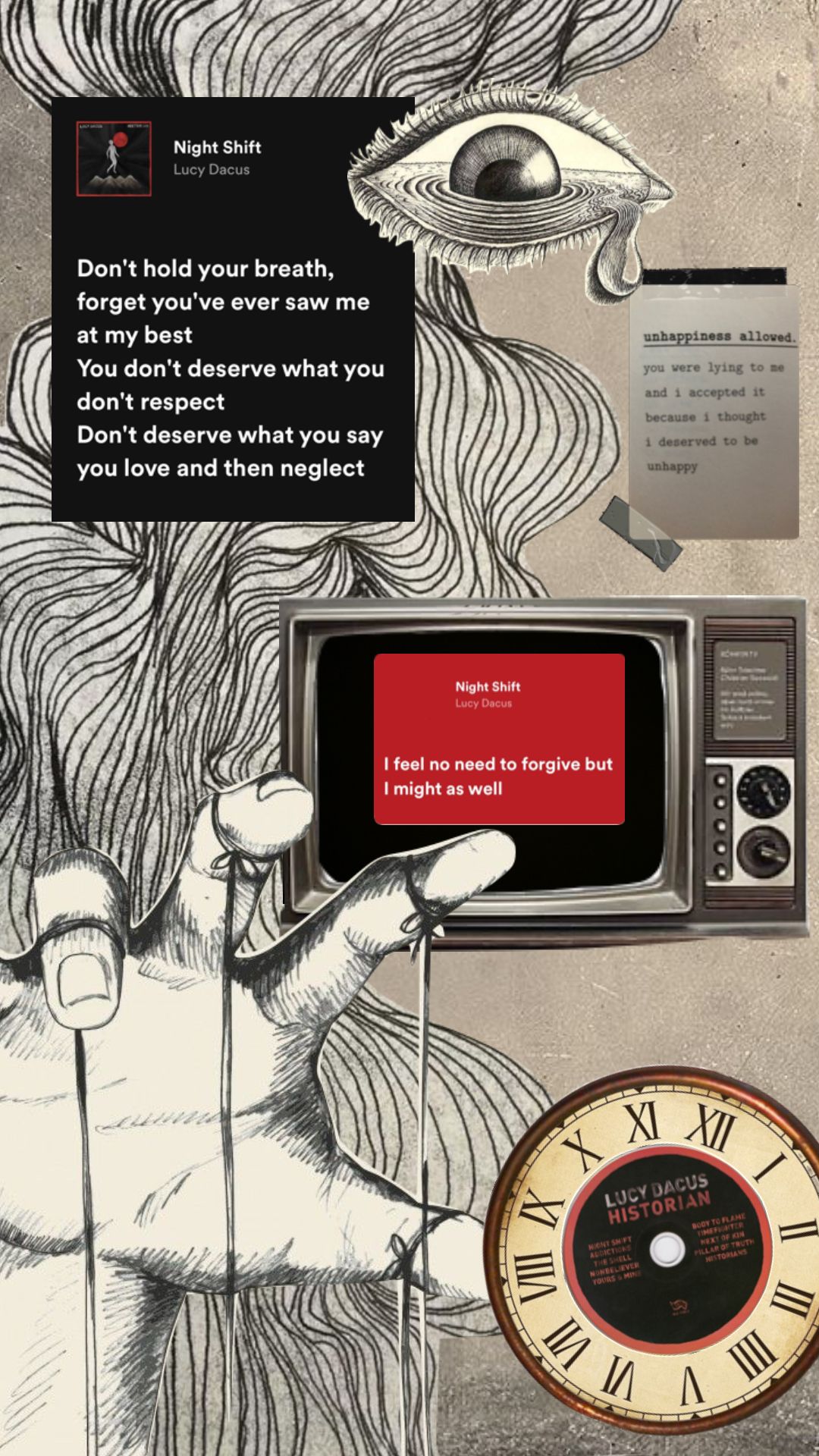 Lucy Dacus kind of day and night #lucydacus #nightshift #collage #lyrics #music #indiesinger. Indie singers, I love lucy, Just lyrics