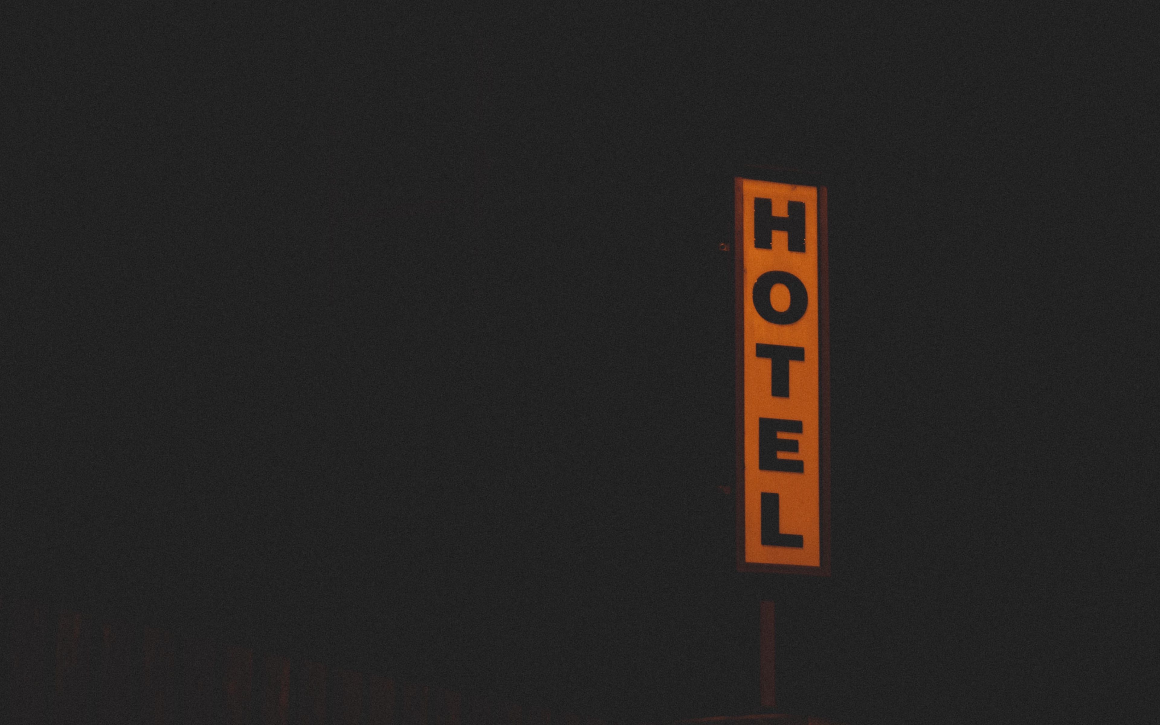 Download wallpaper 3840x2400 hotel, words, inscription, dark 4k ultra HD 16:10 HD background