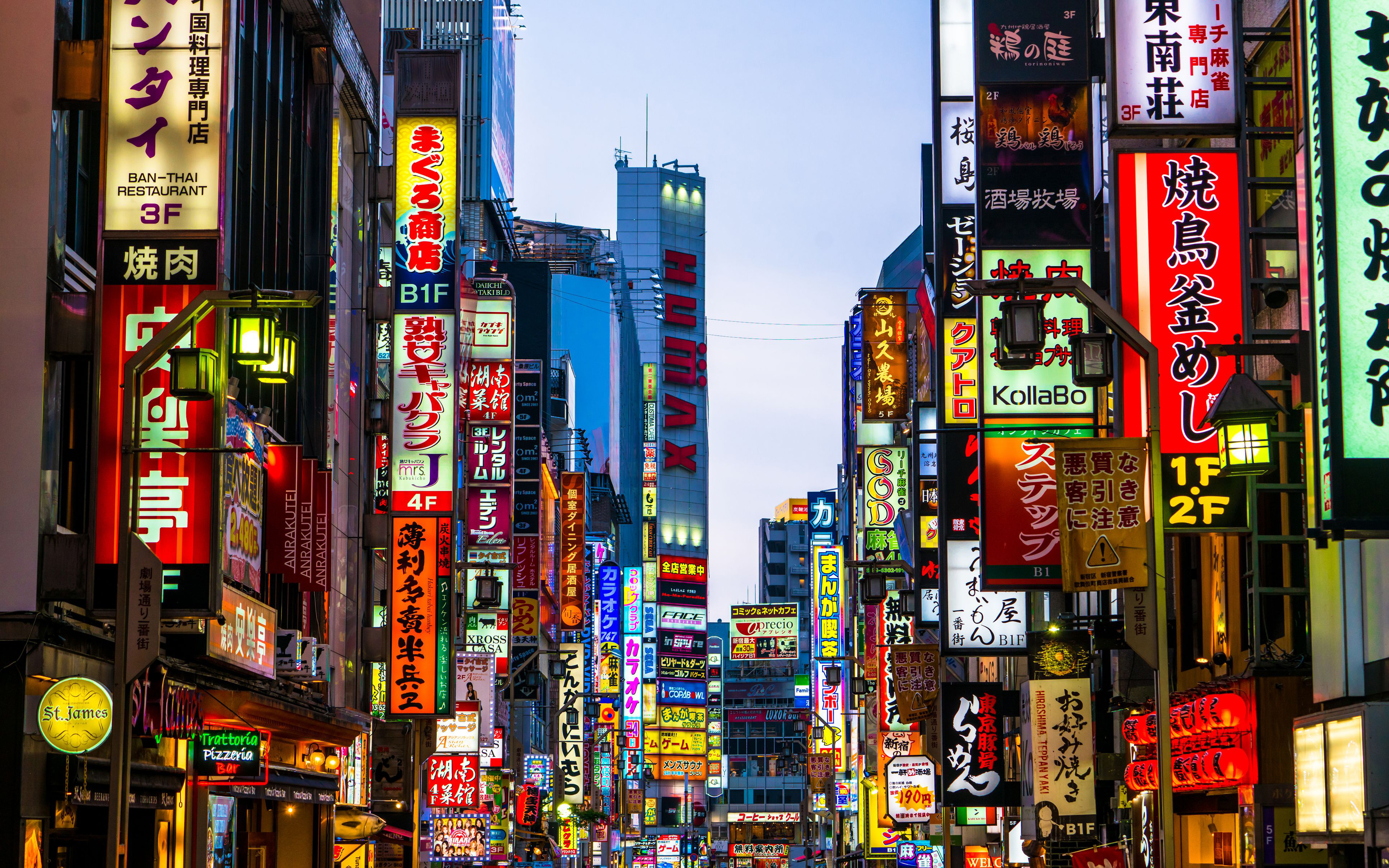 Download wallpaper Tokyo, 4k, Shinjuku, street, modern buildings, Japan, Asia for desktop with resolution 3840x2400. High Quality HD picture wallpaper