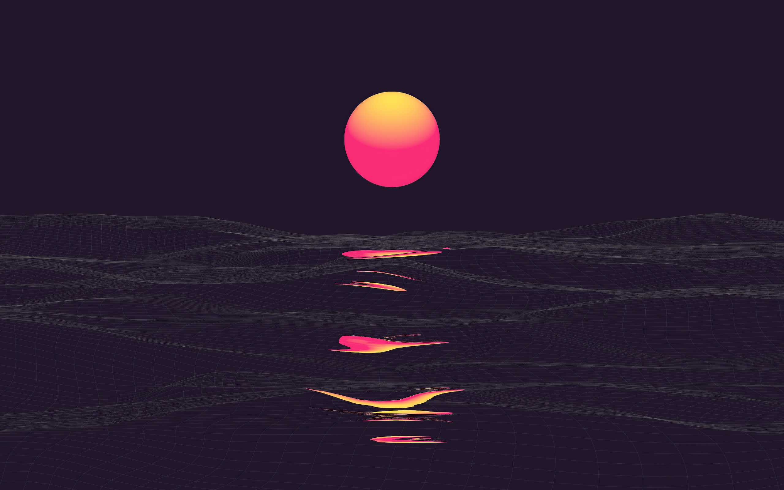 Download wallpaper 2560x1600 retrowave, sunrise, reflection, clear sky, dark, dual wide 16:10 2560x1600 HD background, 21916