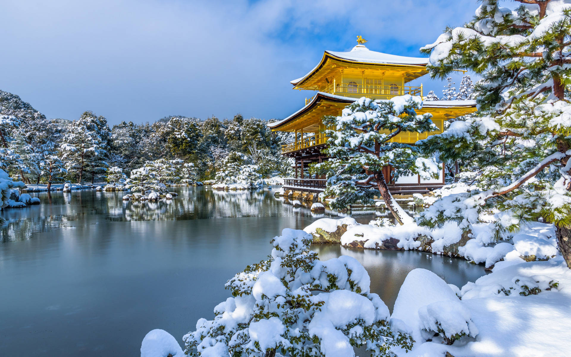 Download Kyoto Snow In Kinkaku Ji Wallpaper