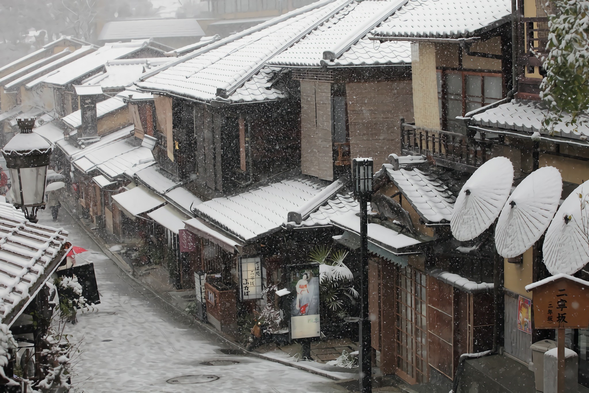 cold, Japan, snow, winter, urban, city, Kyoto, Asia Gallery HD Wallpaper