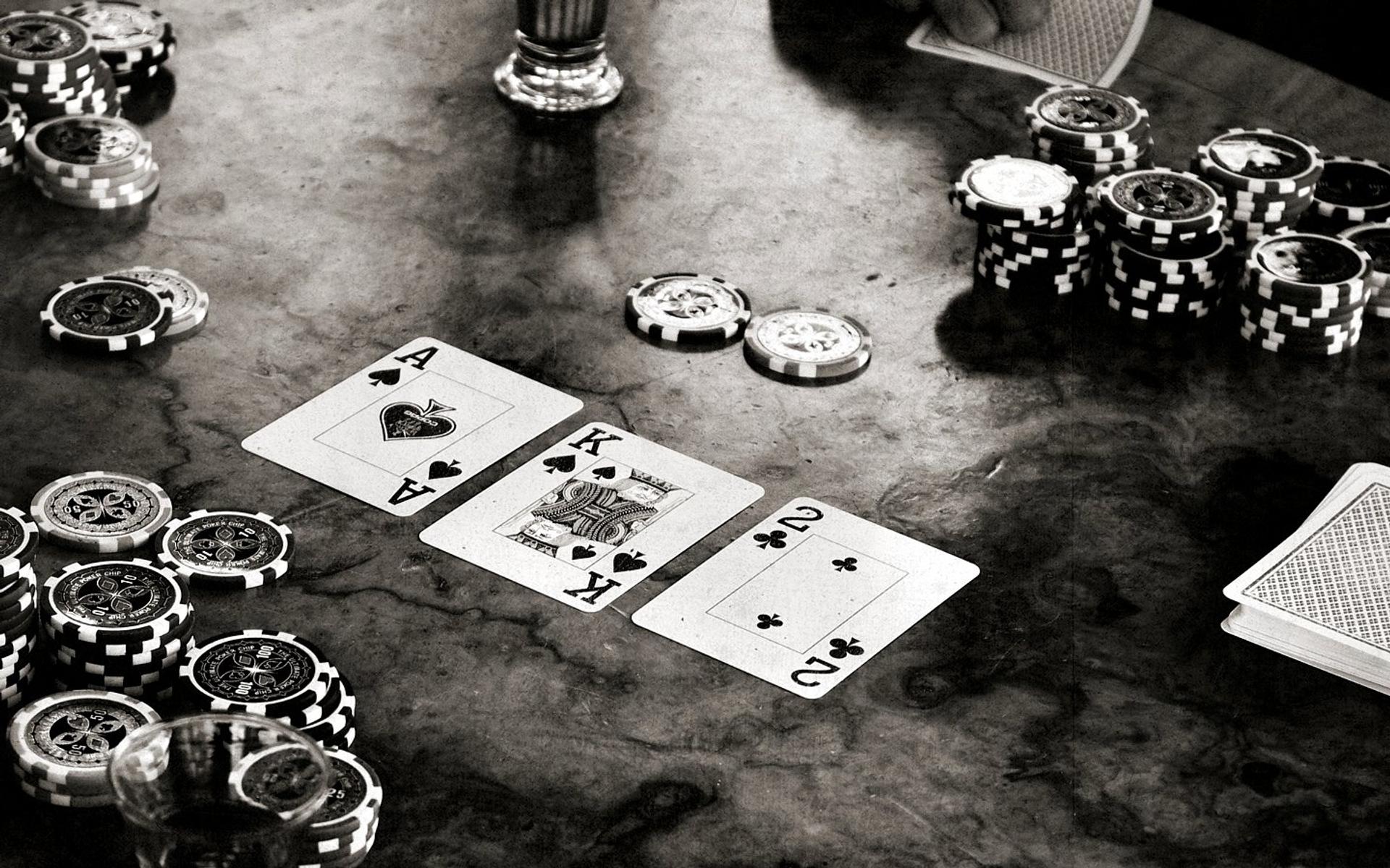 Black and white poker game on the table