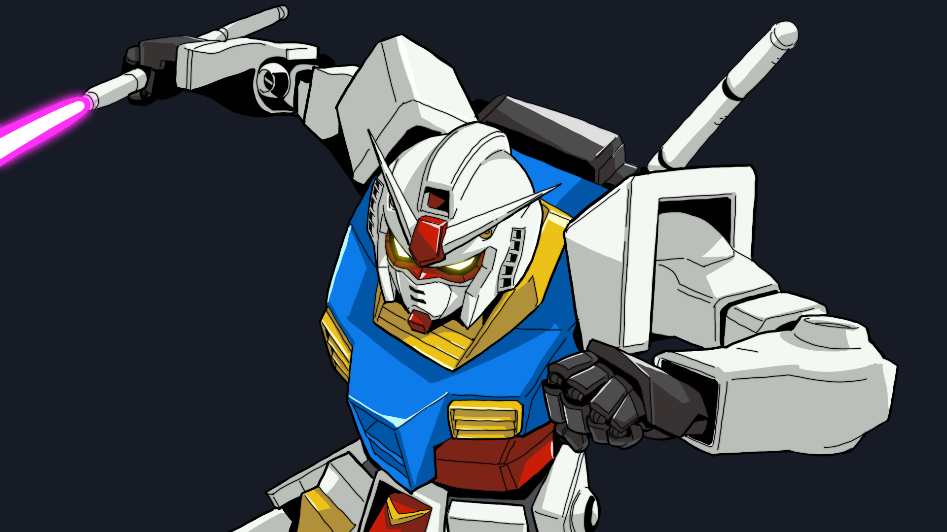 Wallpaper, anime, mechs, Super Robot Taisen, Mobile Suit Gundam, RX 78 Gundam, artwork, digital art, fan art 1920x1080