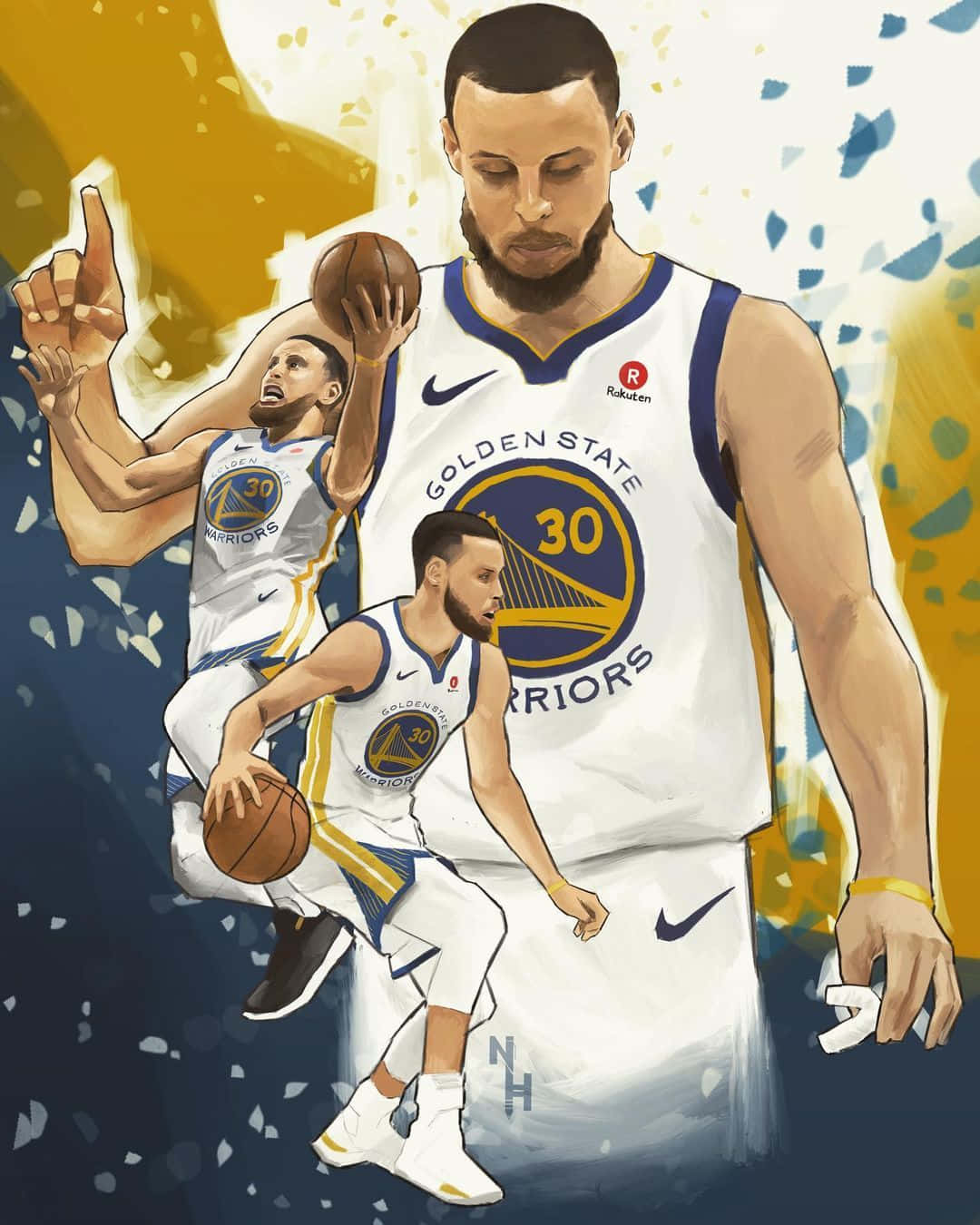 Download All Star Player Stephen Curry Showing Off His Signature Move Wallpaper