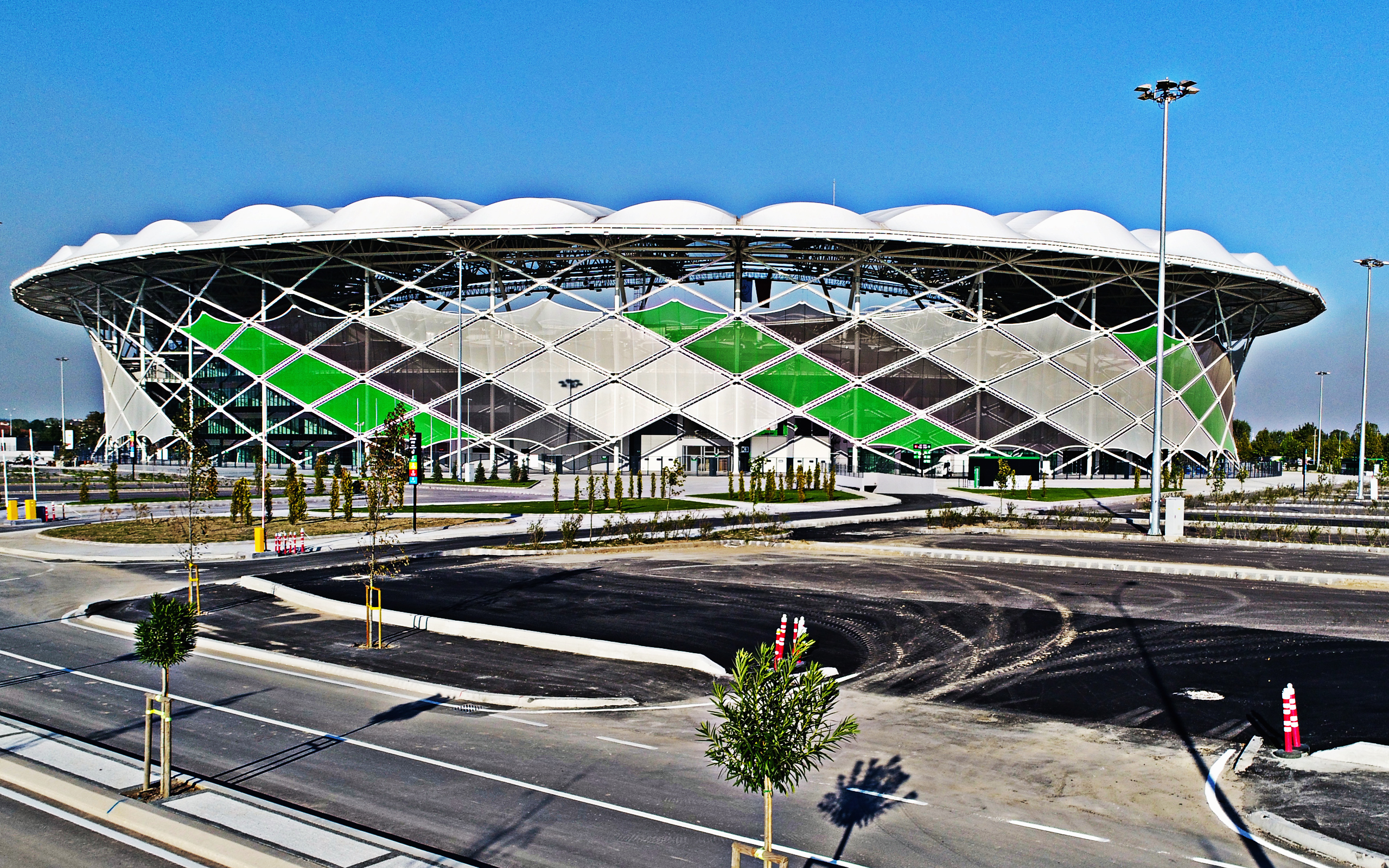 Download wallpaper New Sakarya Stadium, turkish football stadium, Adapazari, Sakarya, Turkey, Sakaryaspor, TFF Second League, Yeni Sakarya Stadyumu for desktop with resolution 2560x1600. High Quality HD picture wallpaper