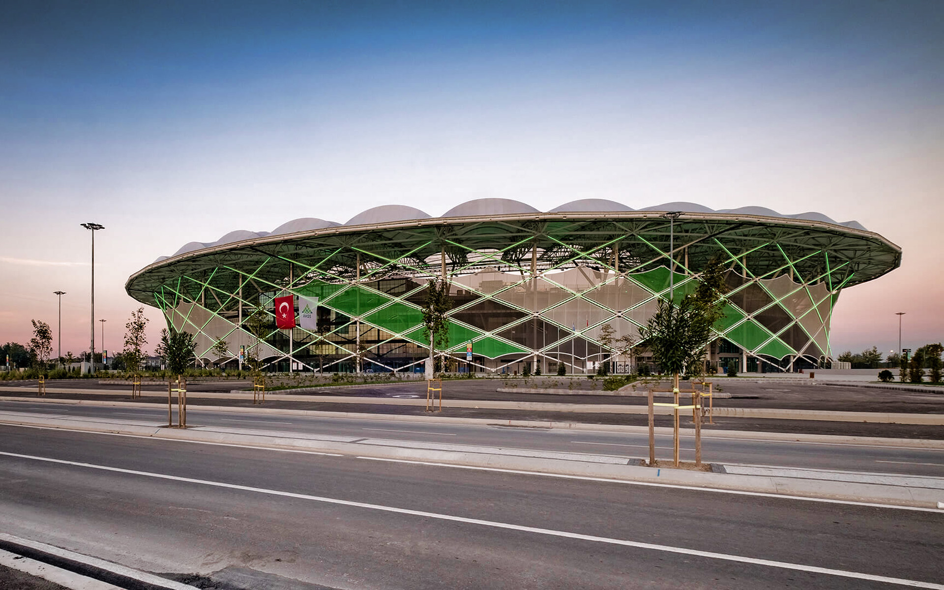 Download wallpaper New Sakarya Stadium, sunset, turkish stadiums, Sakaryaspor Stadium, Yeni Sakarya Stadium, Sakarya, Turkey, Sakaryaspor FC for desktop with resolution 1920x1200. High Quality HD picture wallpaper