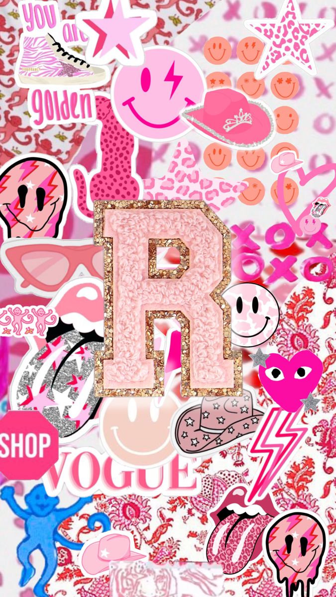 preppy collage wallpaper R intial stoney clover ln patch. Preppy wallpaper, Pastel iphone wallpaper, R wallpaper letter aesthetic