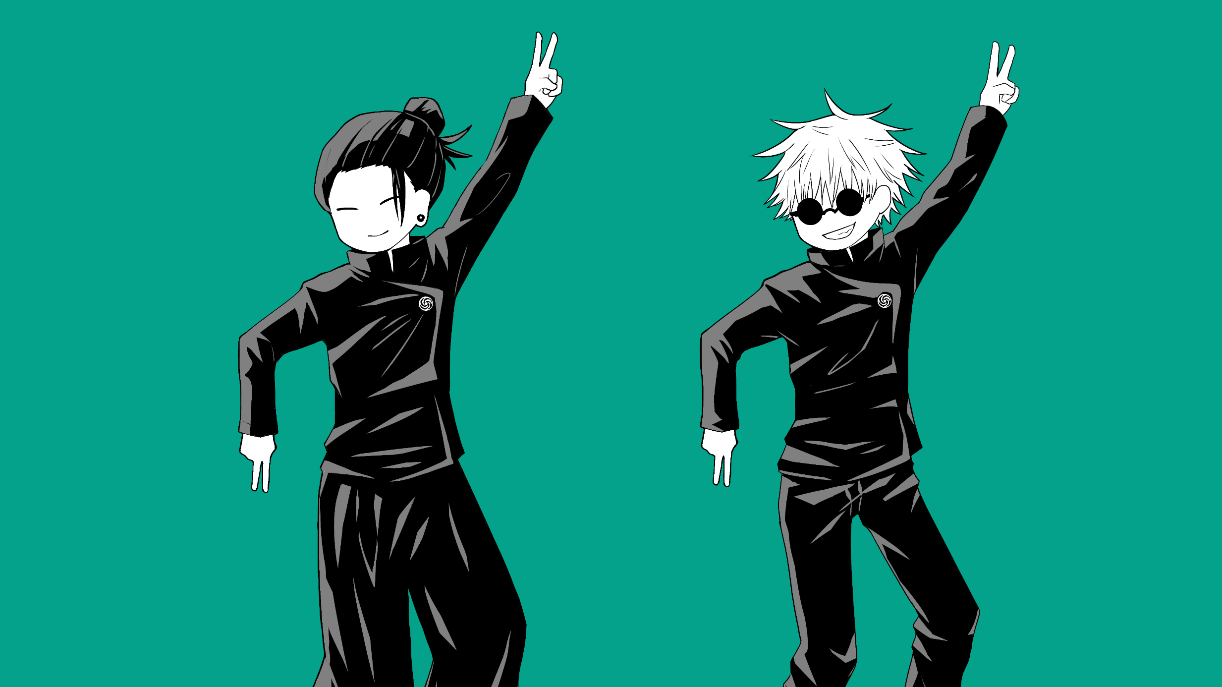 Satoru Gojo HD, Satoru Gojo, Suguru Geto, Glasses, School Uniform Gallery HD Wallpaper