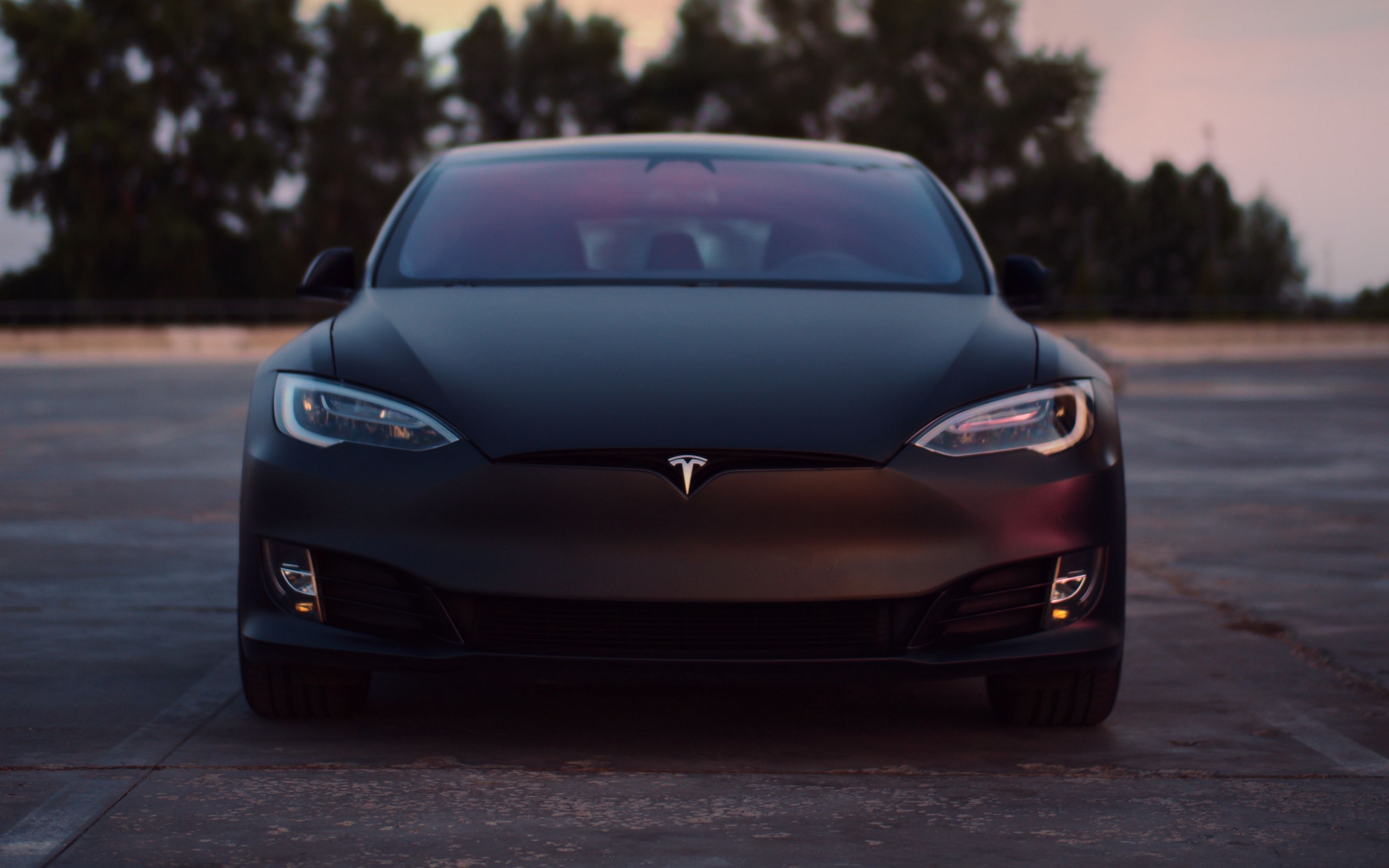 Download wallpaper 3840x2400 tesla, car, black, parking 4k ultra HD 16:10 HD background