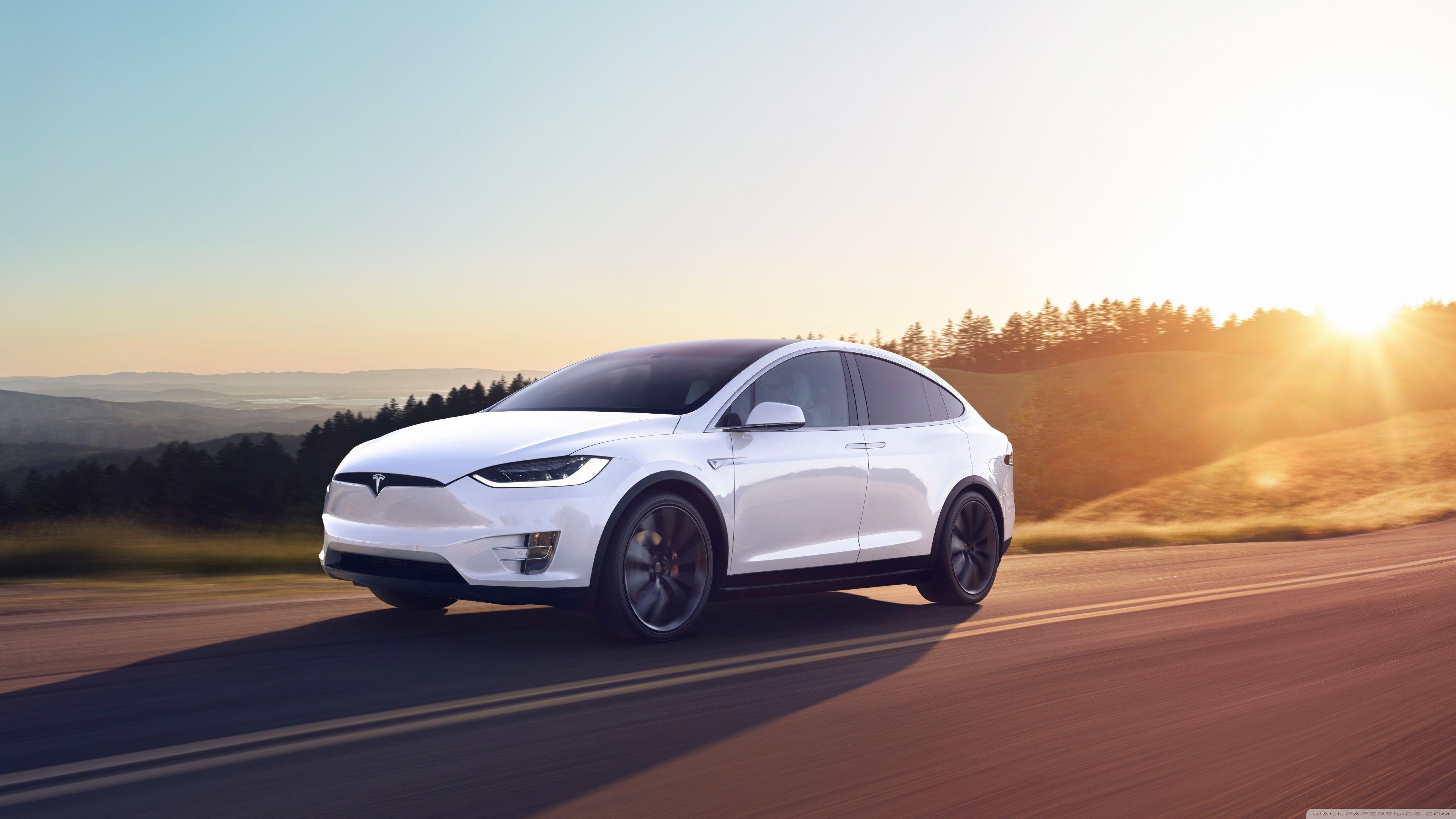White Tesla Model X Wallpaper