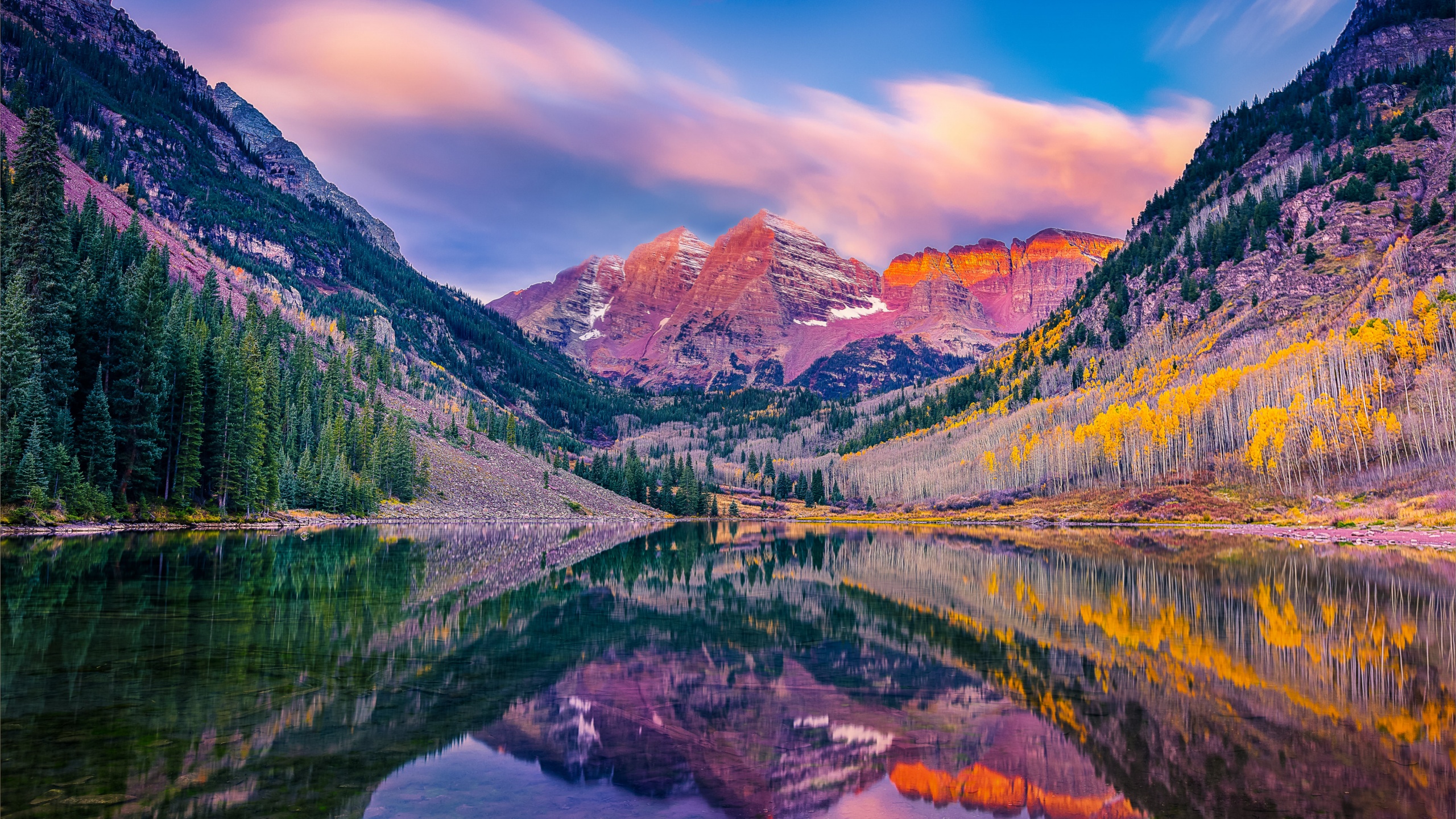 Maroon Bells Wallpaper 4K, Colorado, Elk Mountains