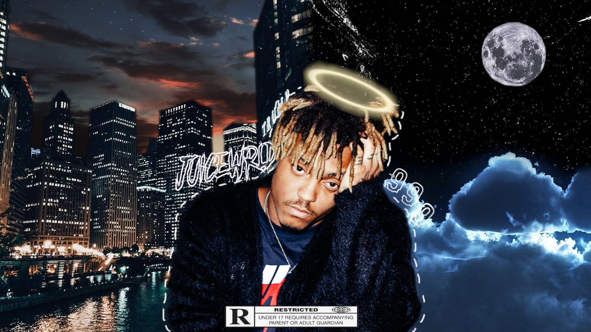 Juice Wrld with Neon Halo Wallpaper