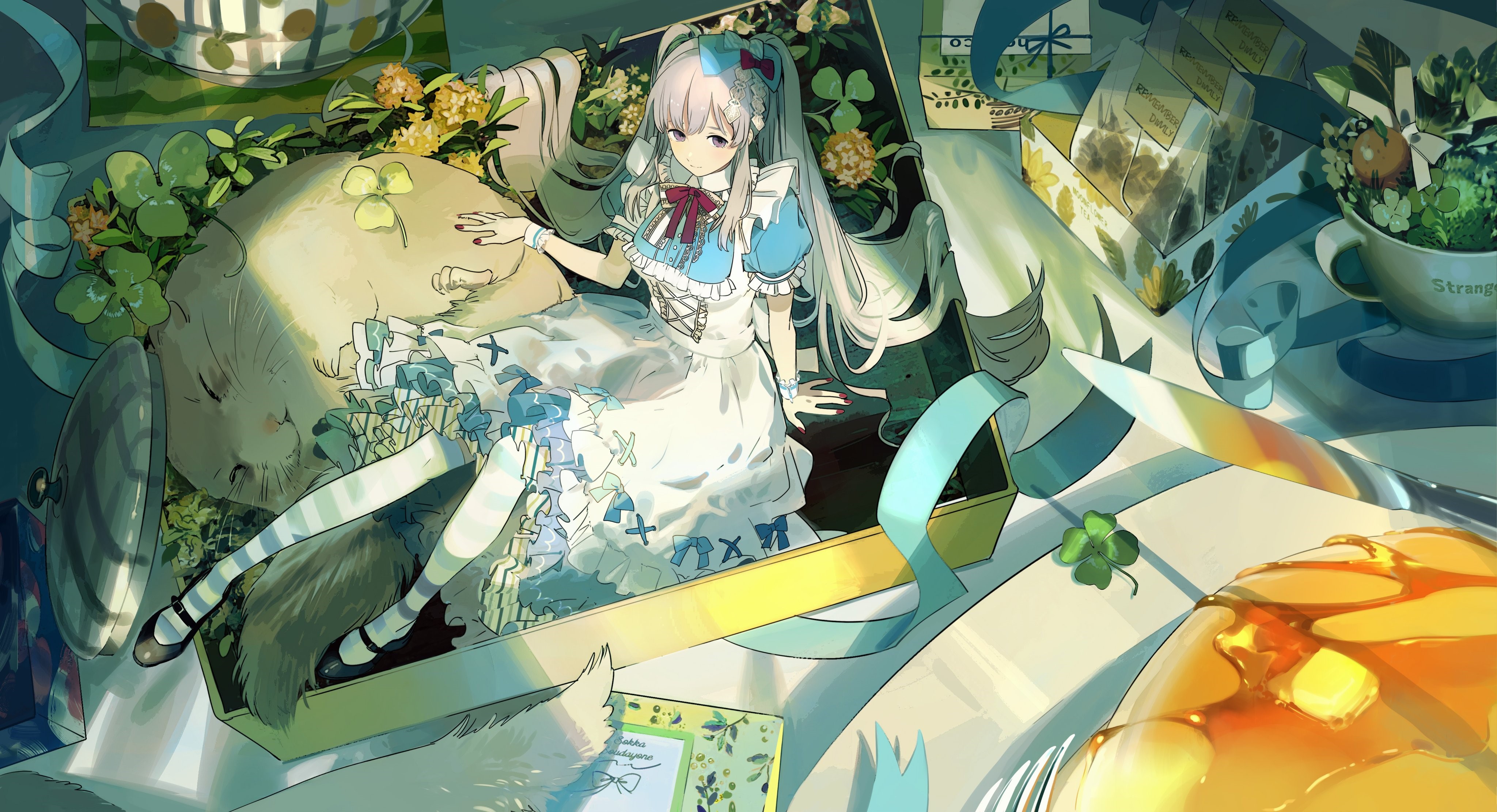 4K, Alice in Wonderland, anime, long hair, THE Gallery HD Wallpaper