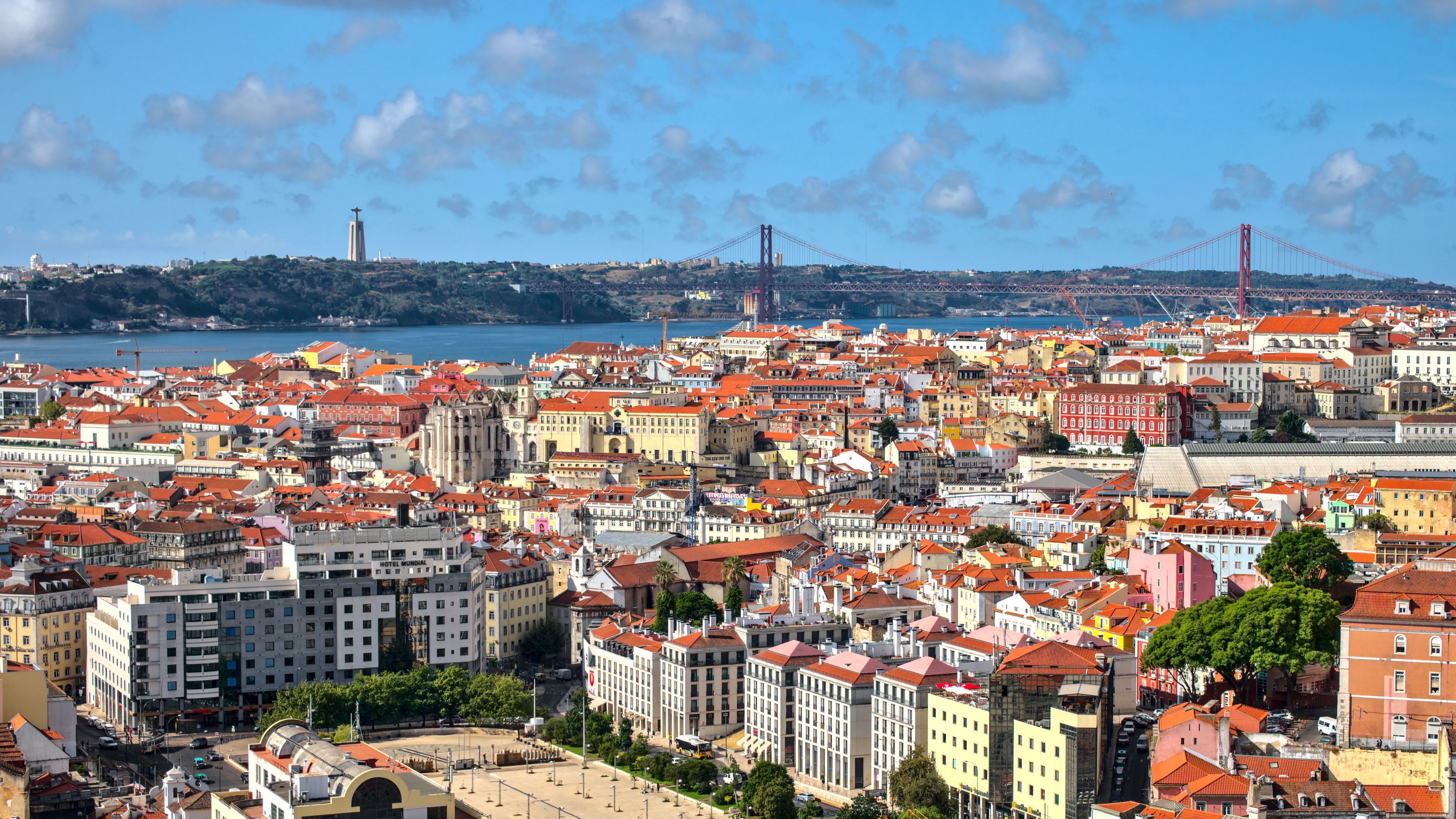 Download wallpaper 3840x2160 city, buildings, aerial view, architecture, lisbon 4k uhd 16:9 HD background