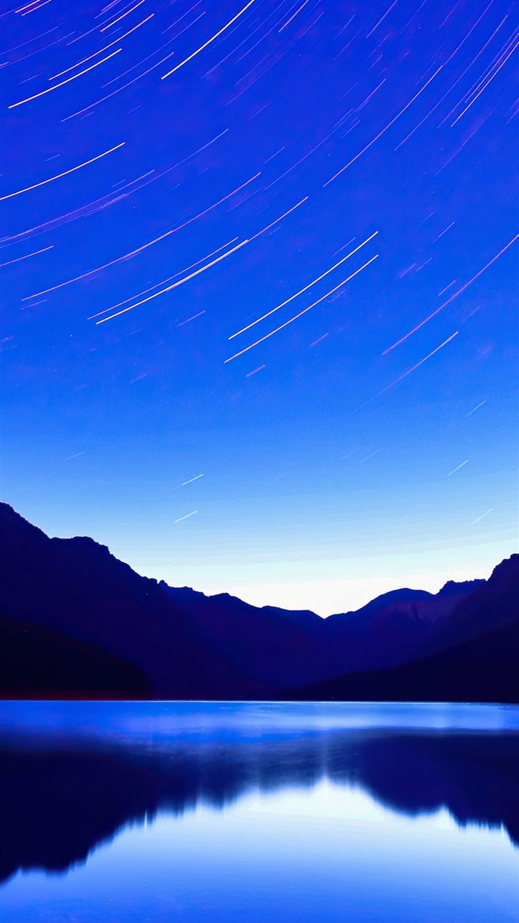 blue lake star trails 4k iPhone 8 Wallpaper Free Download