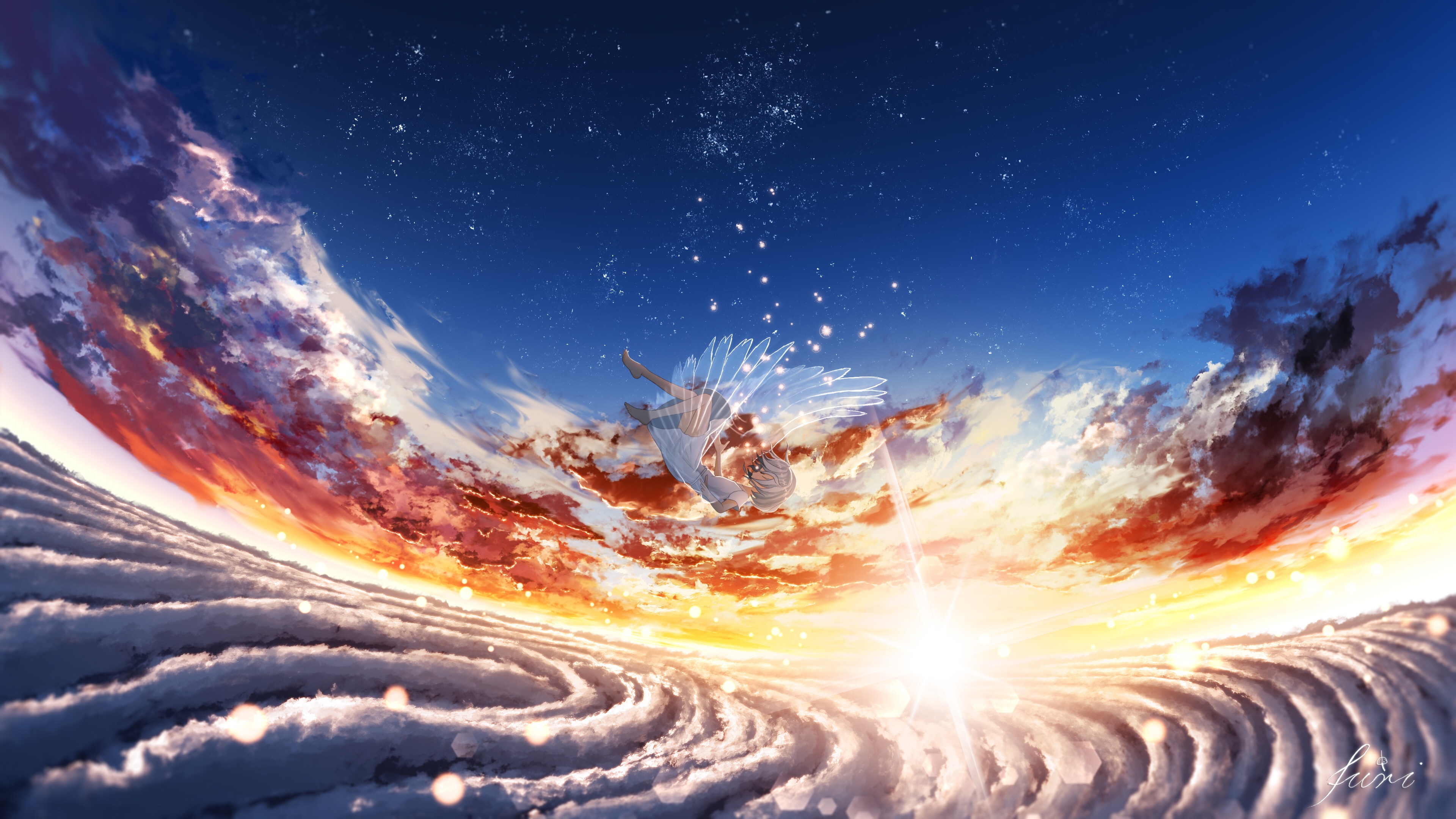 HD desktop wallpaper: Anime, Sky, Sunrise, Angel, Cloud download free picture