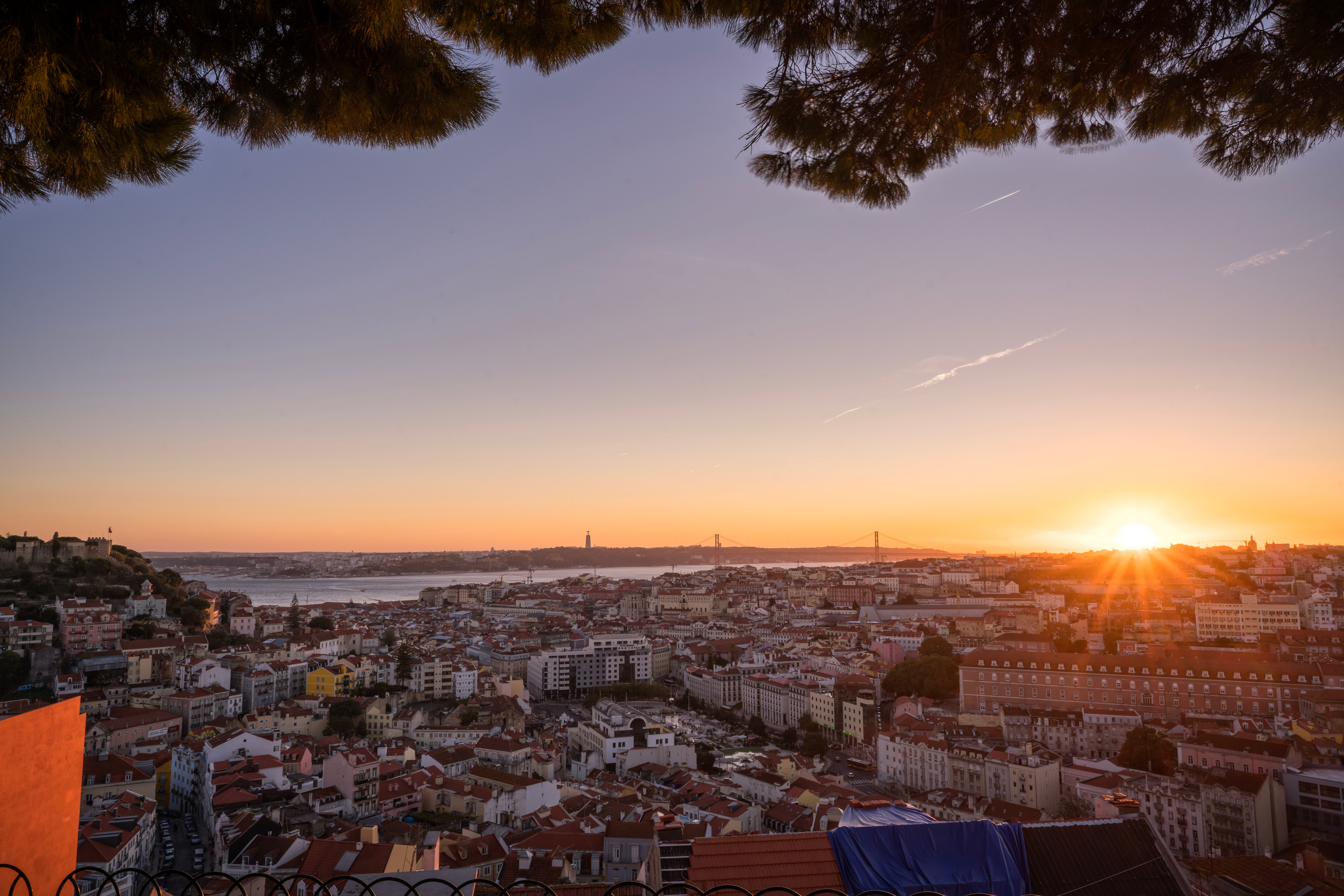 Free Sunset Over Lisbon Portugal Photo