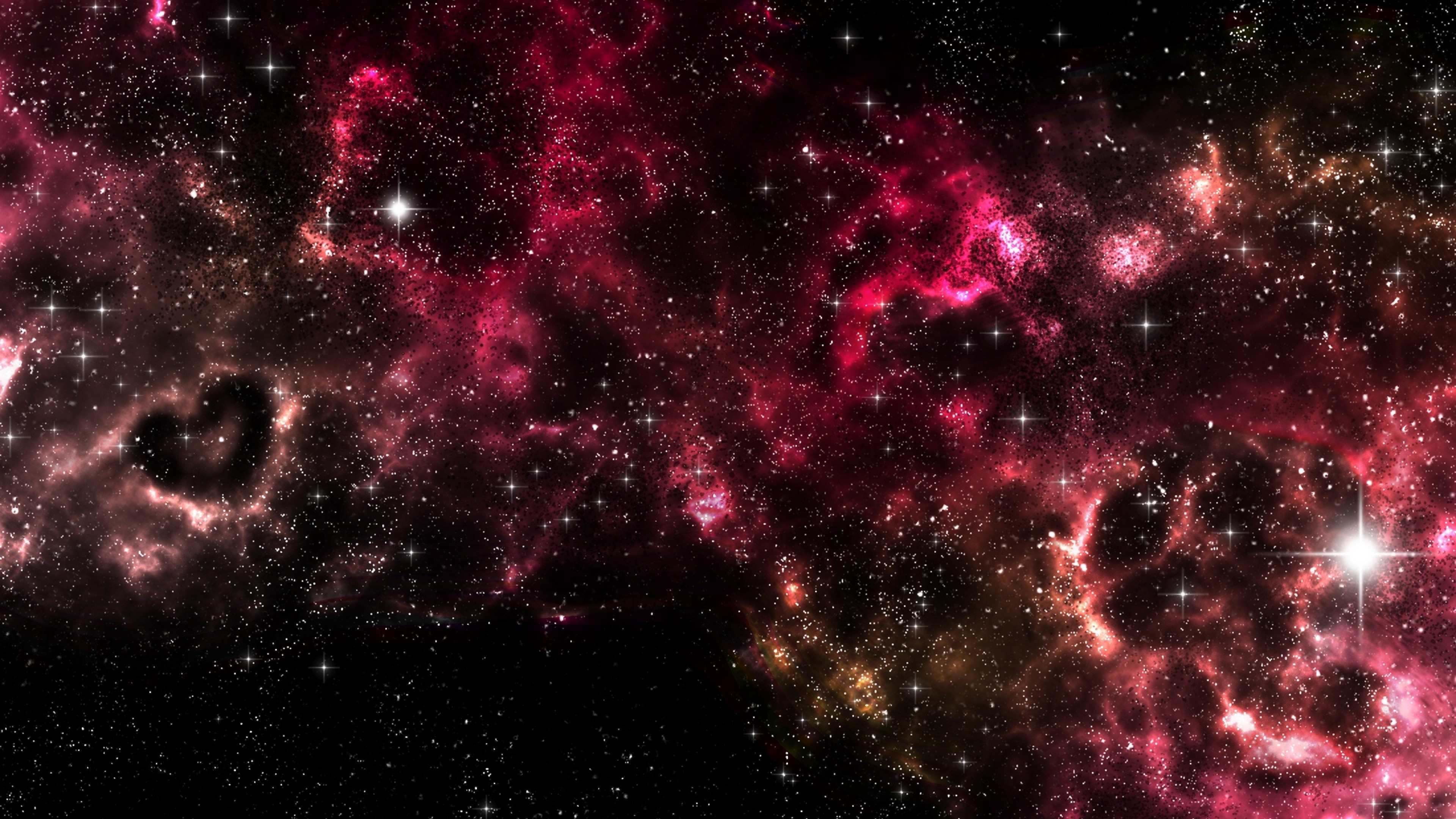 Shiny stars at a red space HD Wallpaper 4K Ultra HD