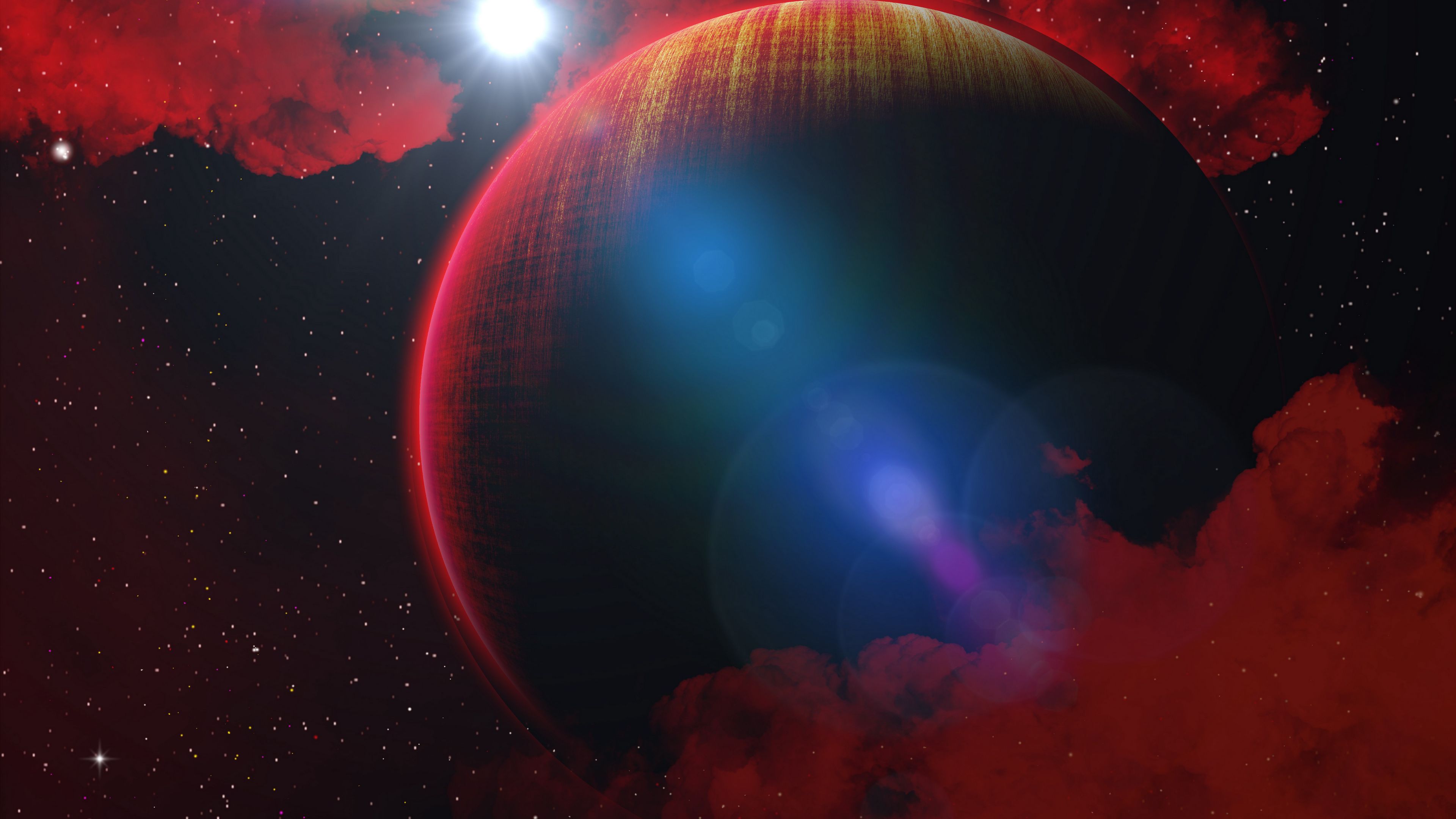 Wallpaper / planet, red, fantasy, star, space, 4k free download