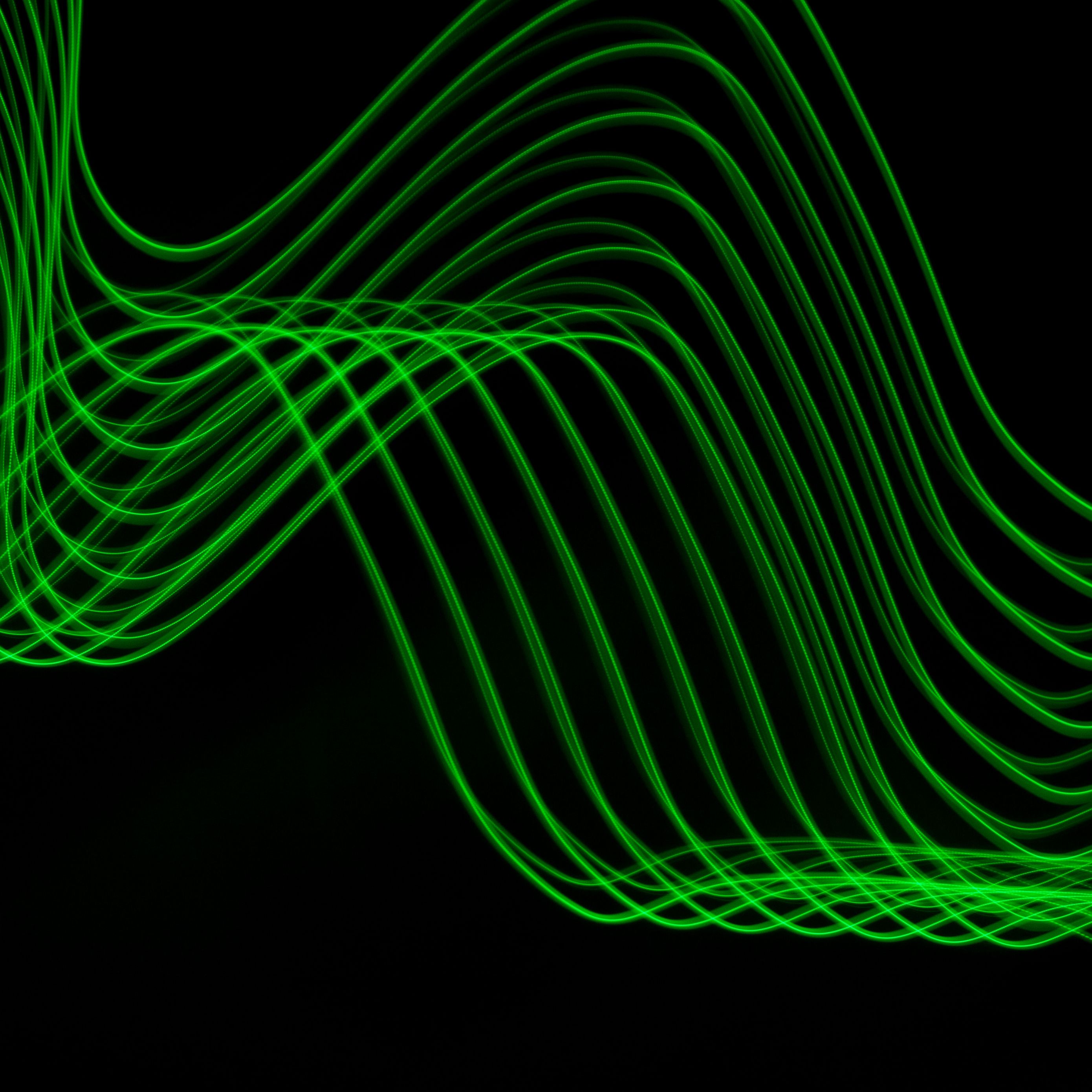 Download wallpaper 2780x2780 lines, stripes, neon, green, black ipad air, ipad air 2, ipad 3, ipad 4, ipad mini 2, ipad mini 3, ipad mini 4, ipad pro 9.7 for parallax HD background