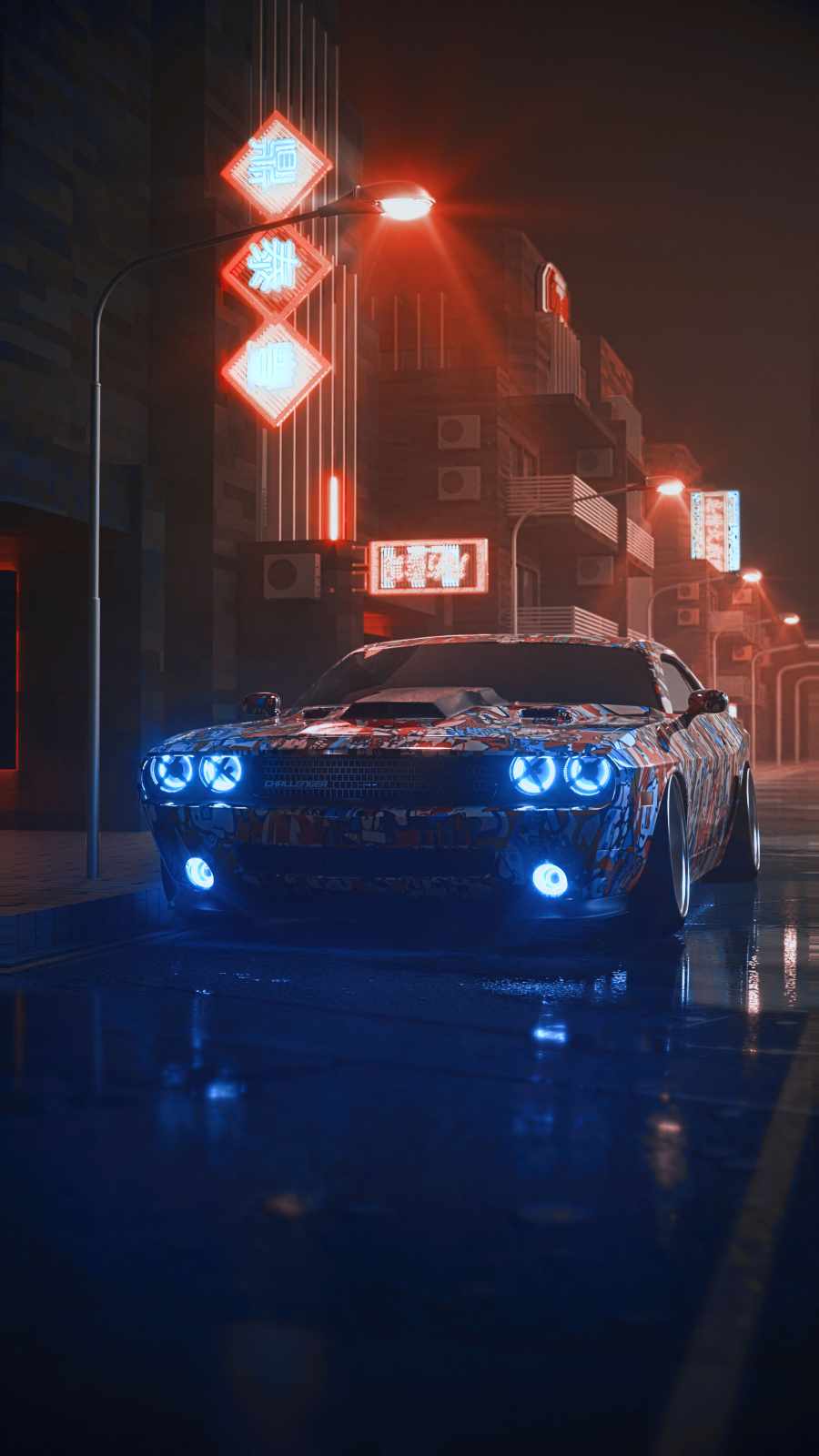 Dodge Challenger Neon iPhone Wallpaper