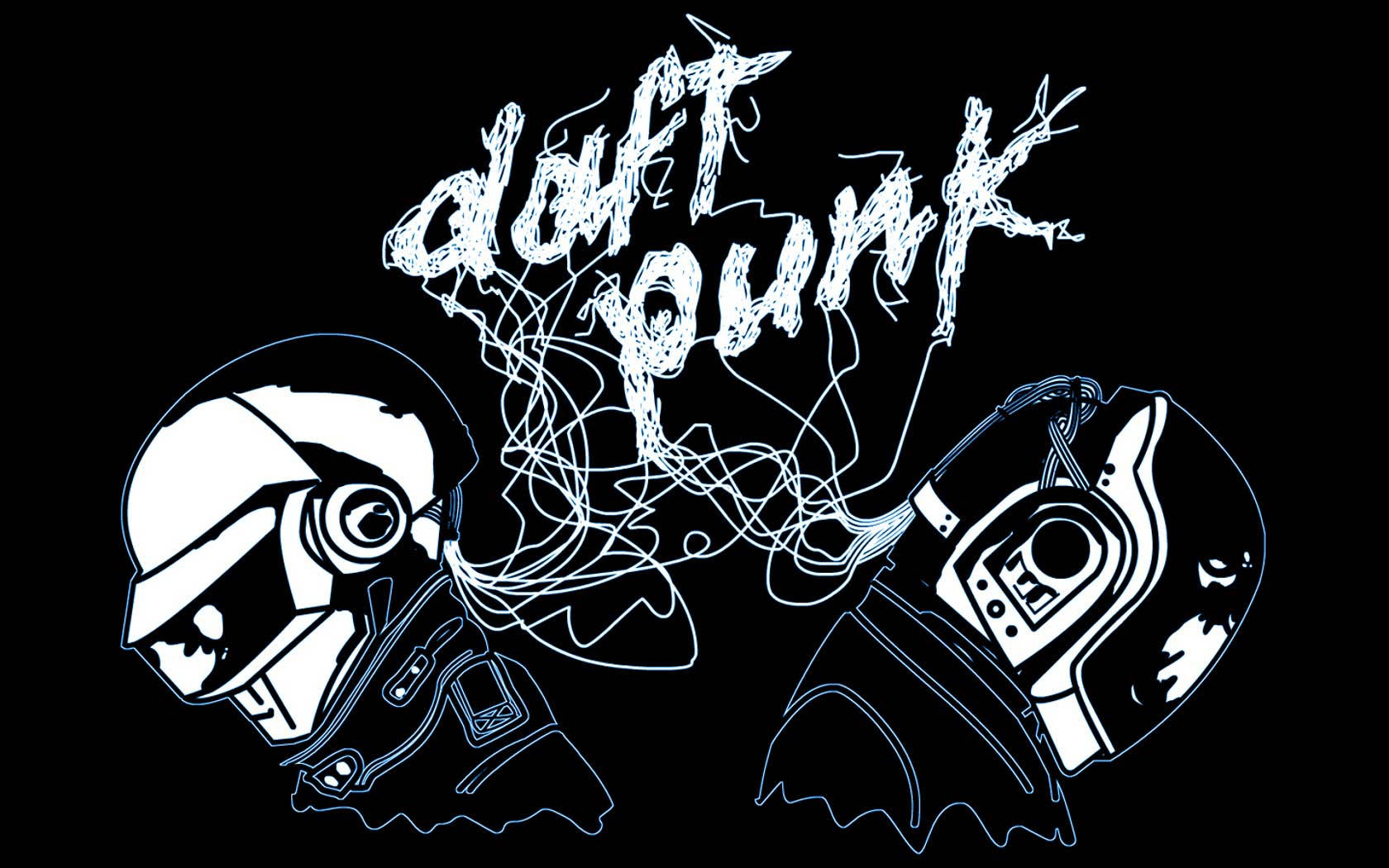 Download Daft Punk Doodle Art Wallpaper