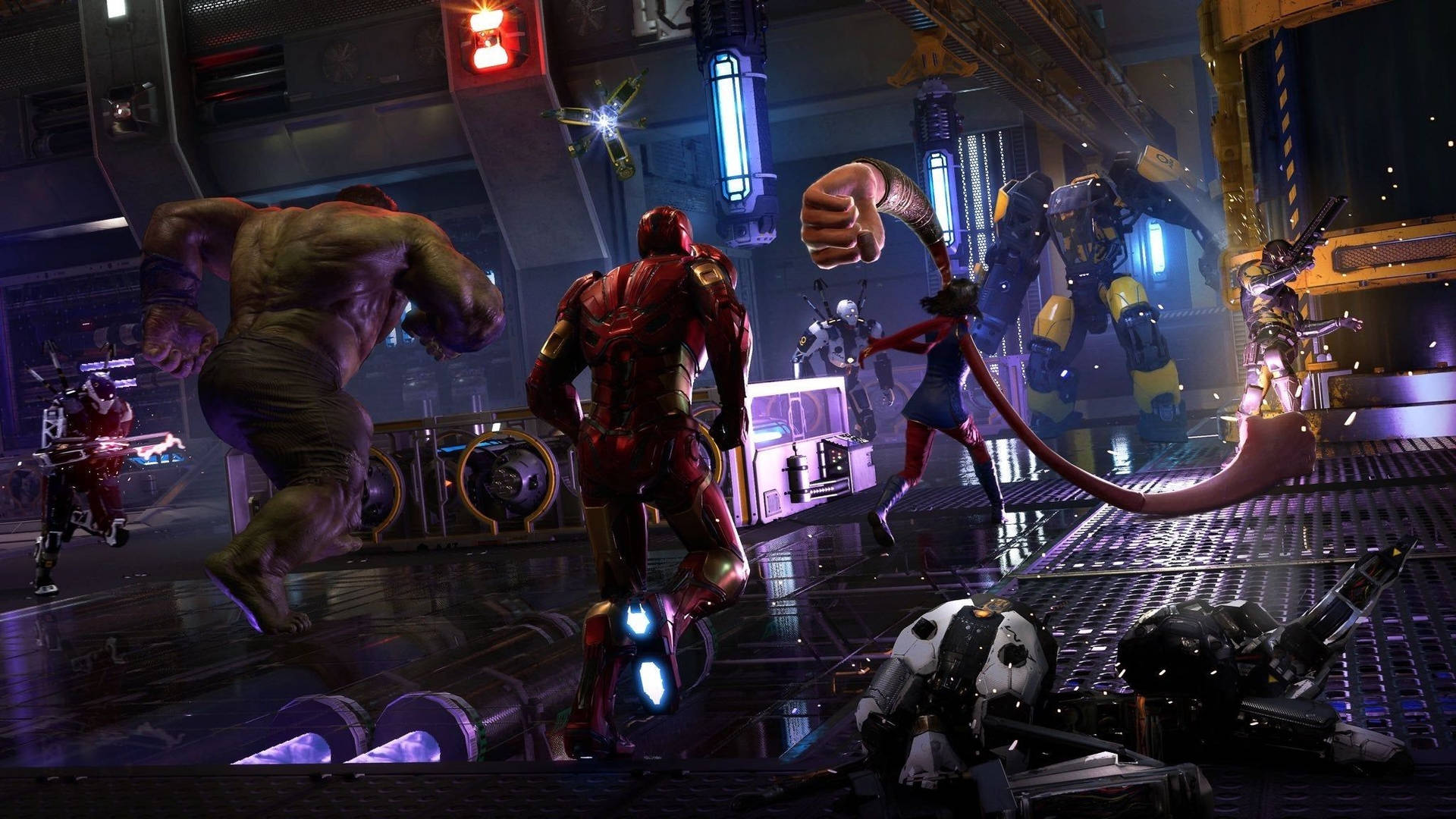 Download Discover the Incredible World of Marvel Avengers in the PS4 Game Wallpaper