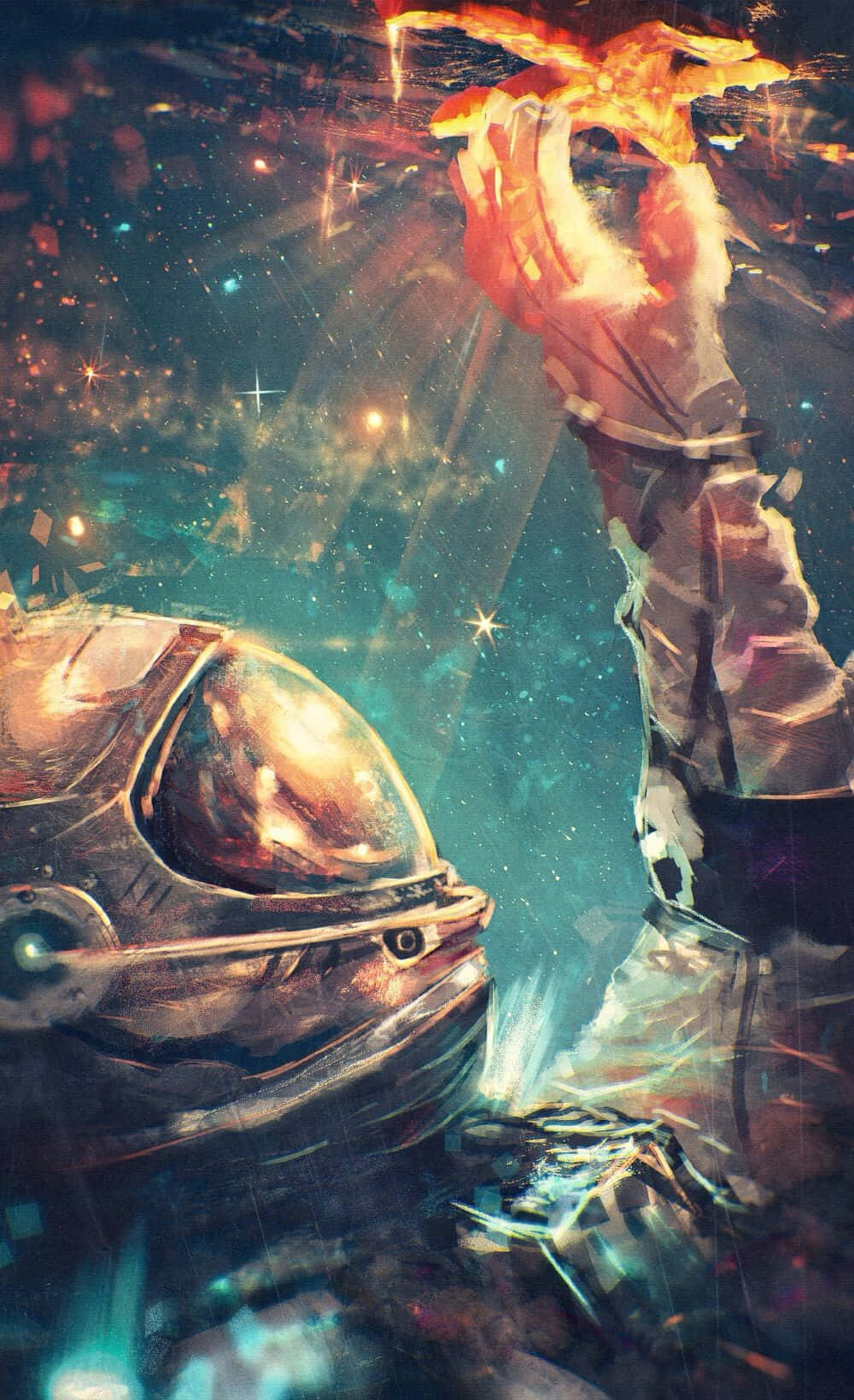 Download Astronaut In A Trippy Galaxy Wallpaper