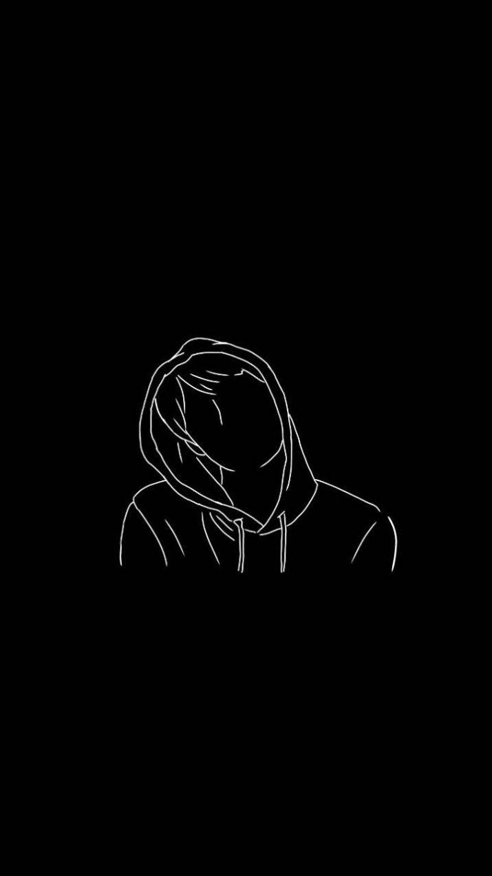 Download Black Trippy Girl Line Art Wallpaper