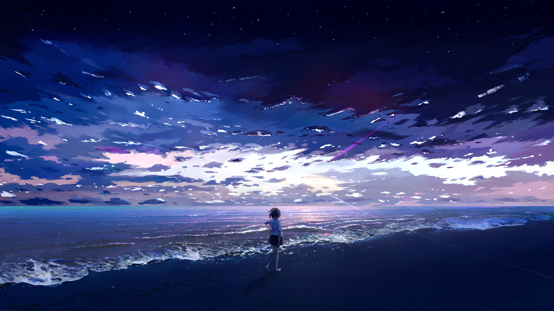 Anime Beach HD Wallpaper by ヨマニカ