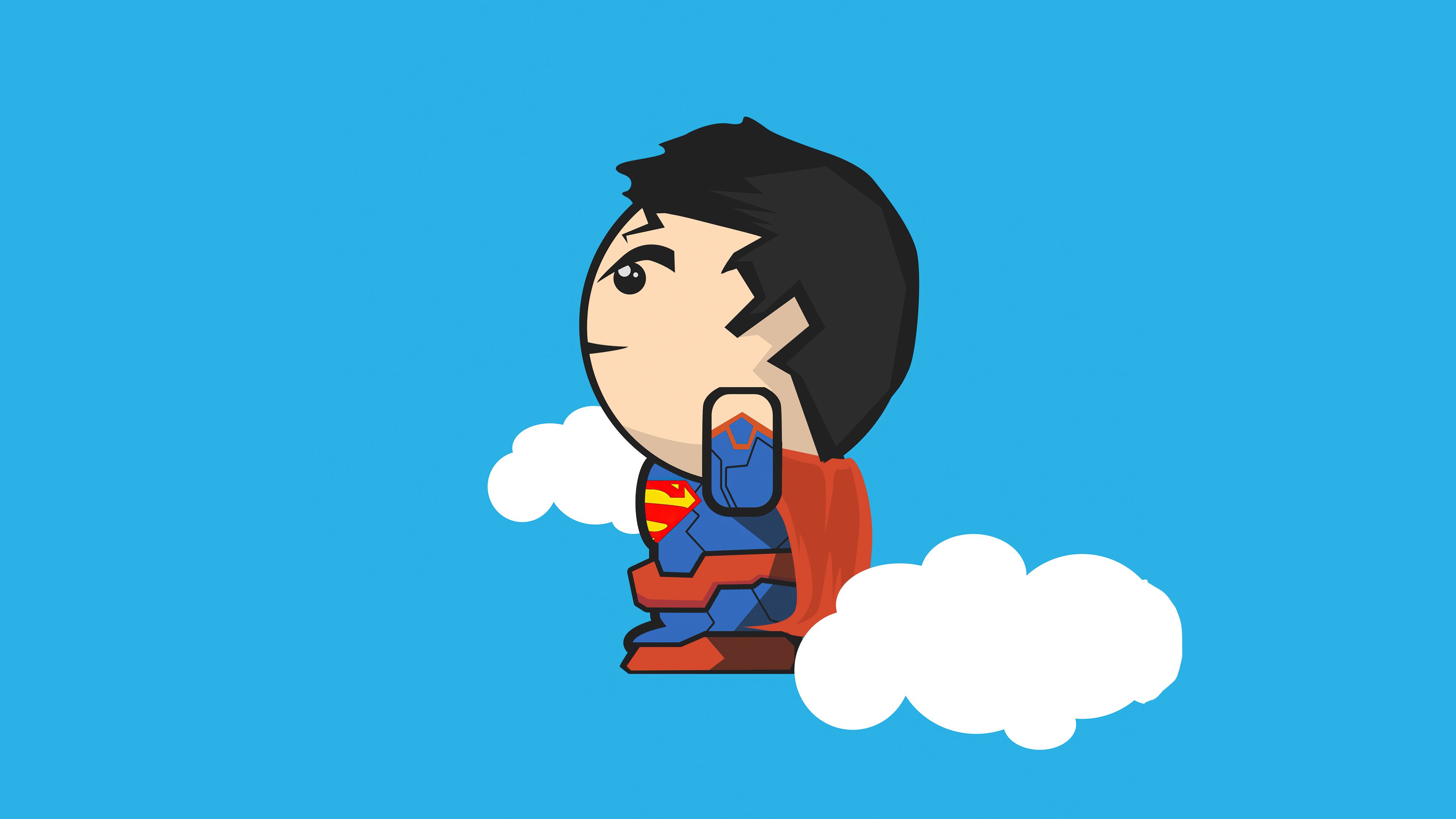 Superman in the clouds minimalist Wallpaper 4k Ultra HD