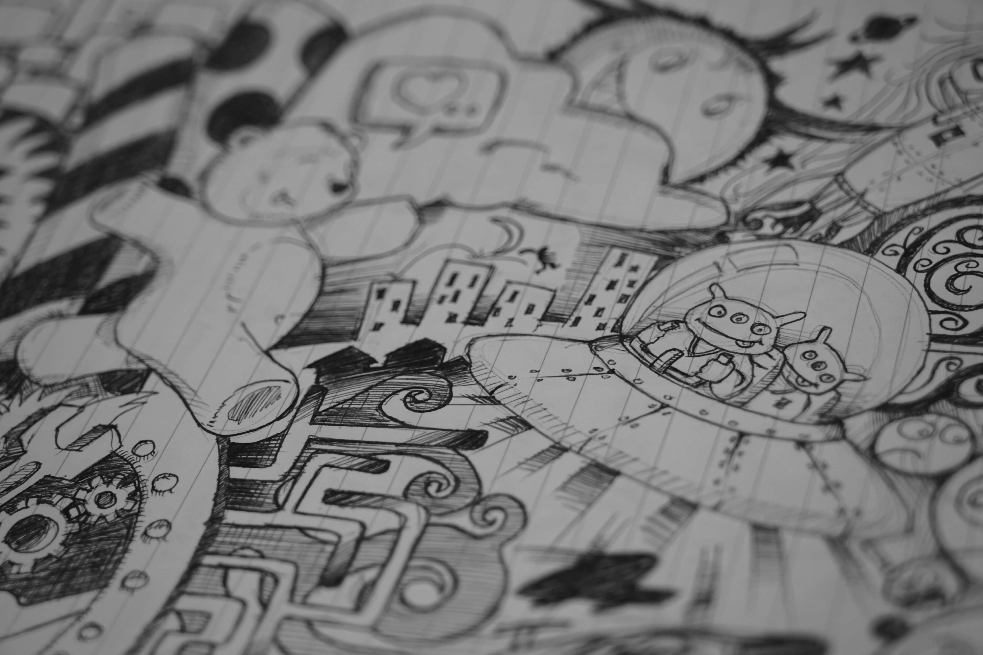 art, close up, comic, creative, creativity, doodle, drawing, hobby, illustration, inspiration, leisure, paper, scribble, sketch 4k Gallery HD Wallpaper