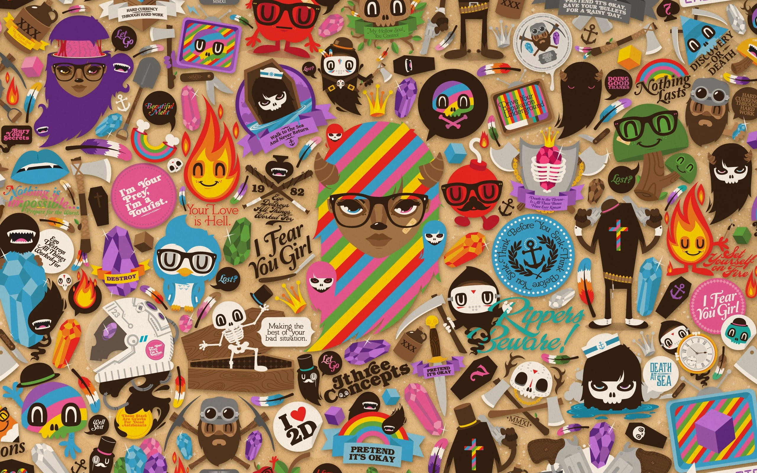 Wallpaper Multicolored Doodle Art Wallpaper