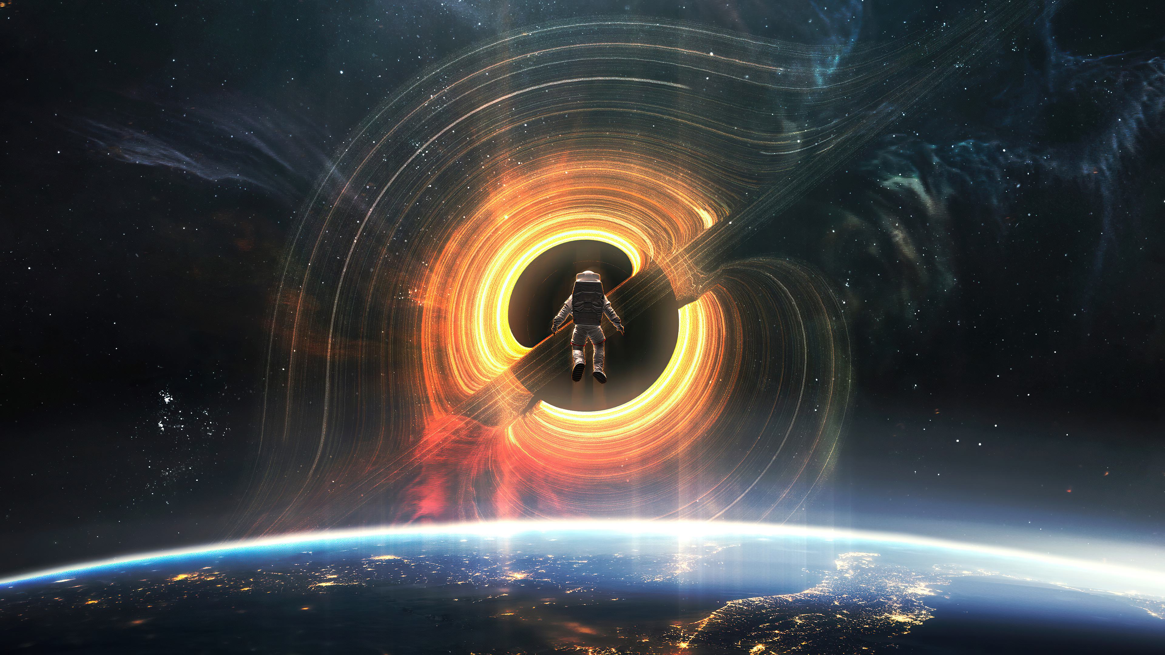 Download Black Hole Sci Fi Astronaut 4k Ultra HD Wallpaper