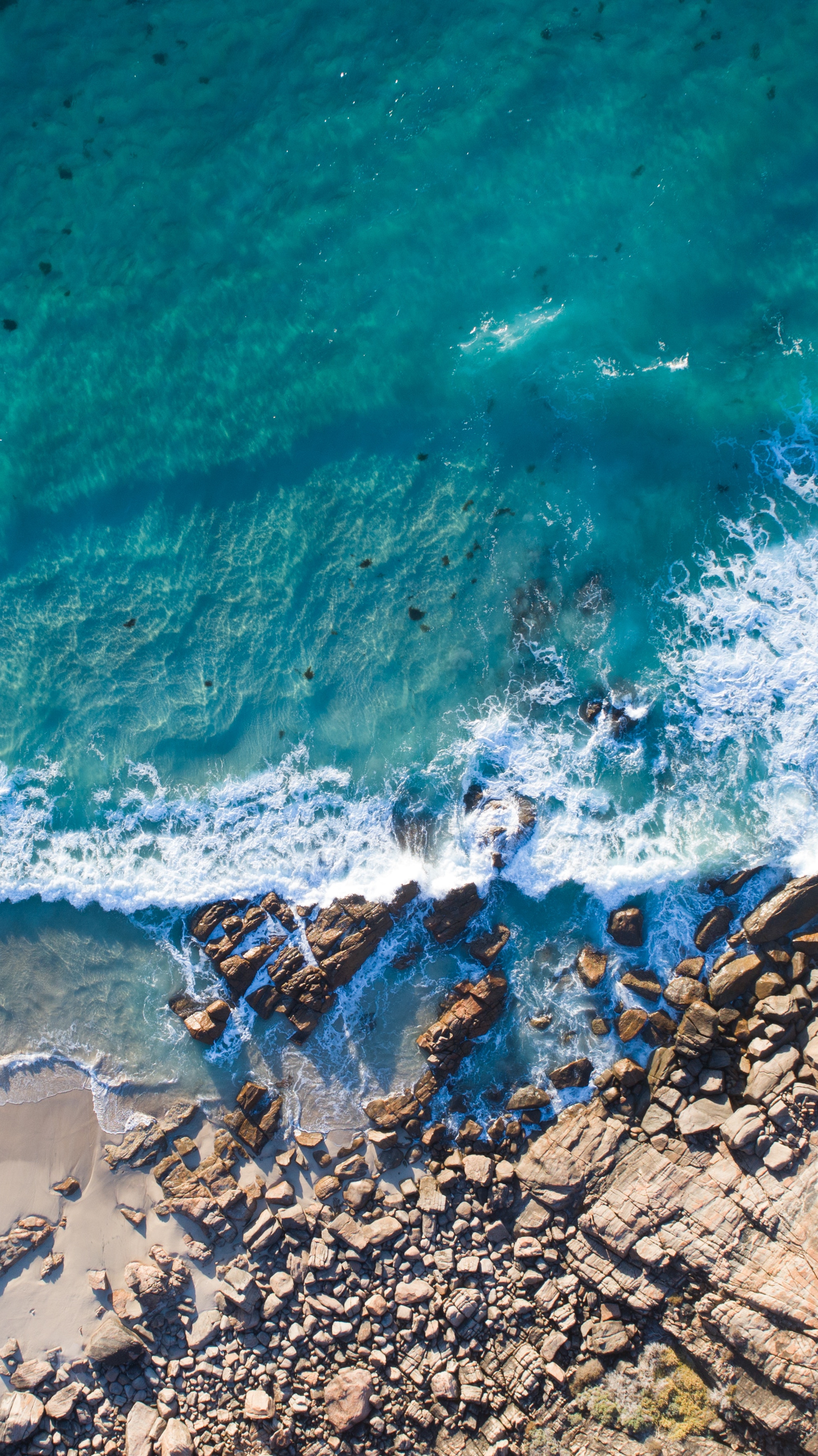 Aerial View Ocean Water Beach Rocks IPhone Wallpaper
