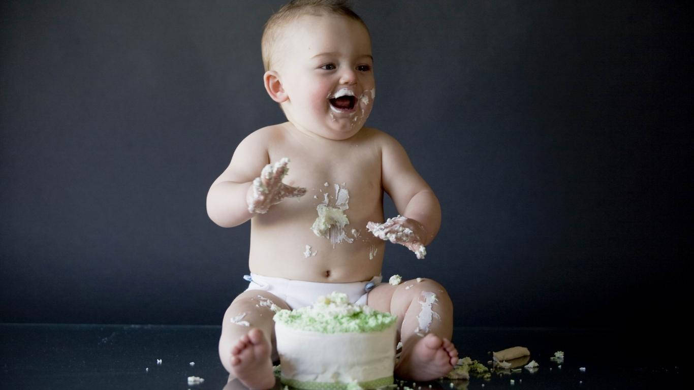 Download Funny Baby With Messy Face Wallpaper
