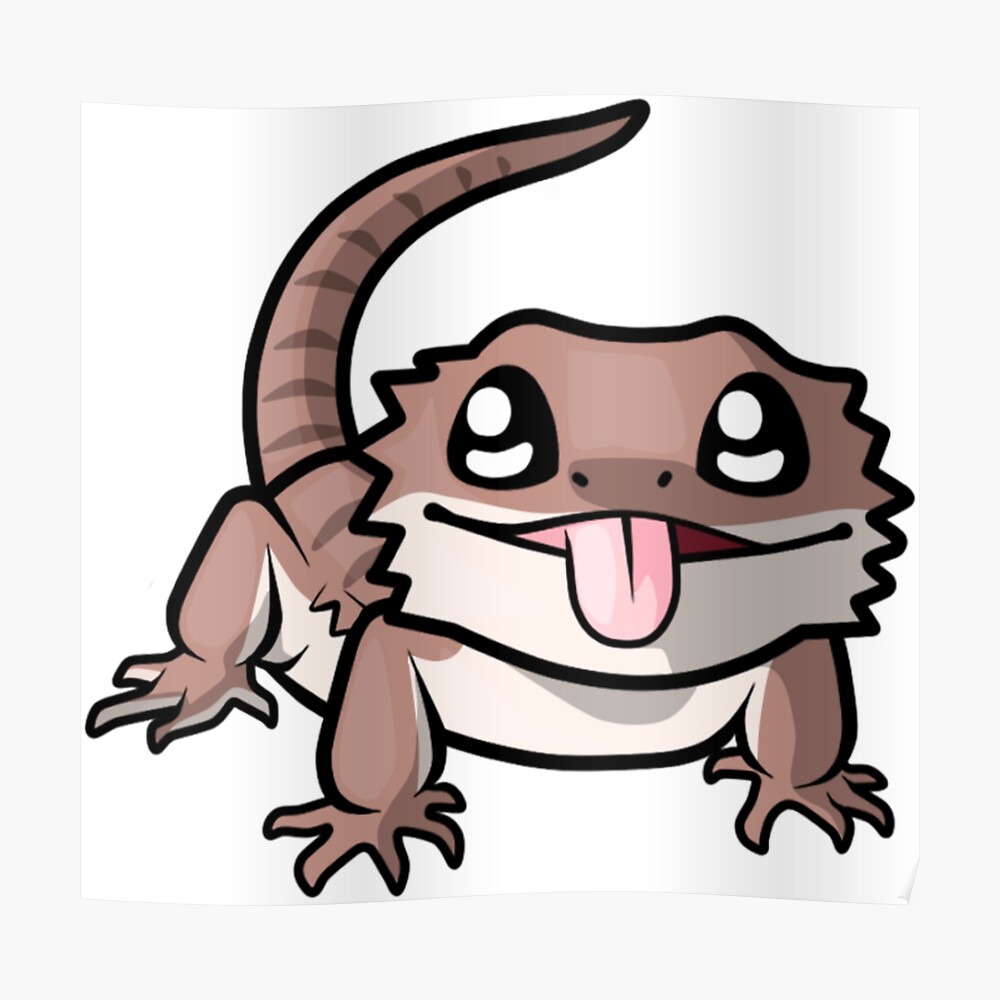 Chibi Brown Bearded Dragon Design Sticker