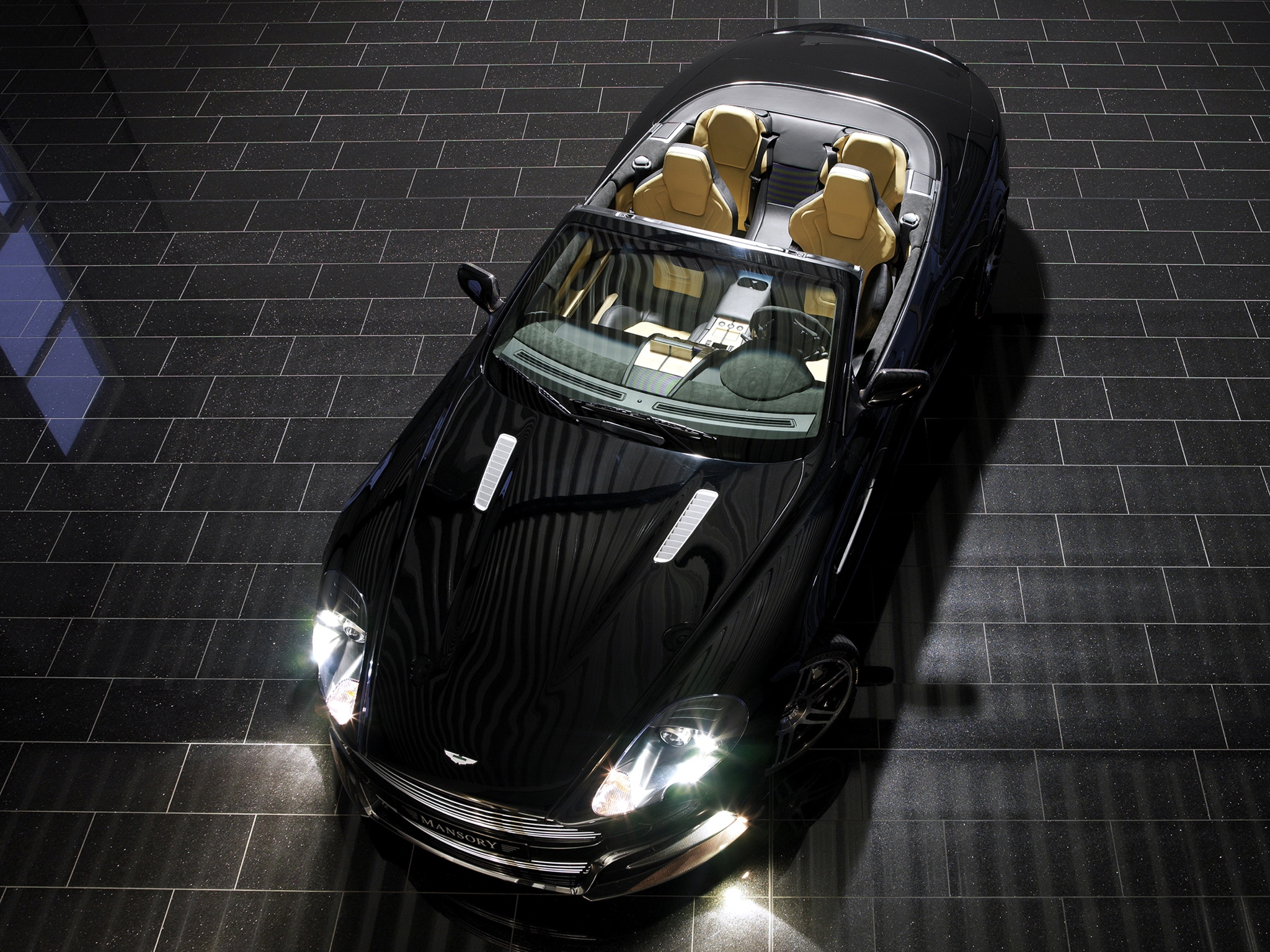 Wallpaper, black, reflection, top view, sports car, Aston Martin, performance car, 2008, wheel, cars, style, supercar, db9, land vehicle, automotive design, race car, automobile make, luxury vehicle 2048x1536 Wallpaper