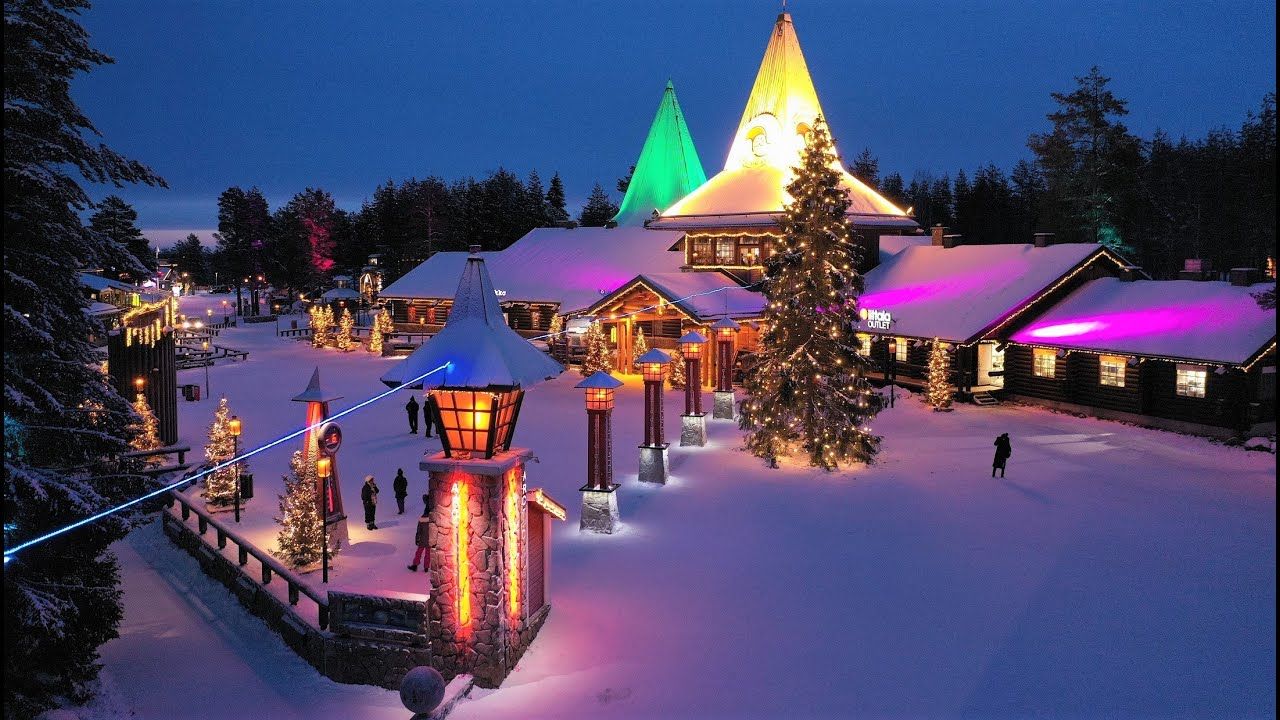 Santa Claus Village in Rovaniemi Finland before Christmas: Arctic Circle home of Father Christmas. Santa claus village, Rovaniemi, Lapland finland