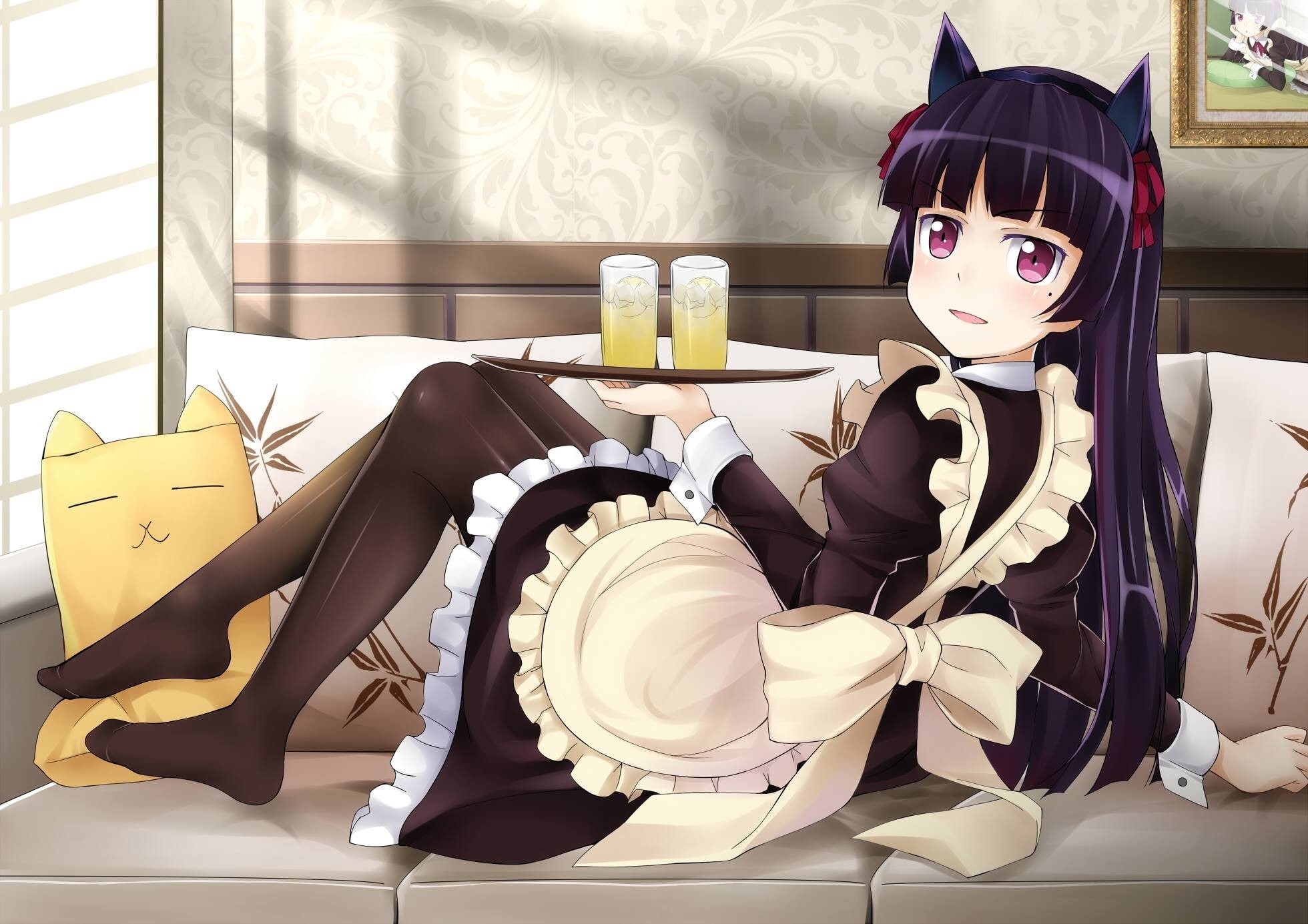 Wallpaper / domestic room, female likeness, full length, table, 1080P, Gokou Ruri, representation, still life, art and craft, window, no people, anime, sitting, Ore no Imouto ga Konnani Kawaii Wake