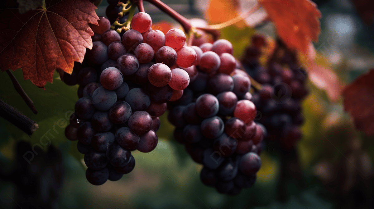 Red Grapes On The Vine With Leaves In The Background, Red Wine Grapes, HD Photography Photo, Food Background Image And Wallpaper for Free Download