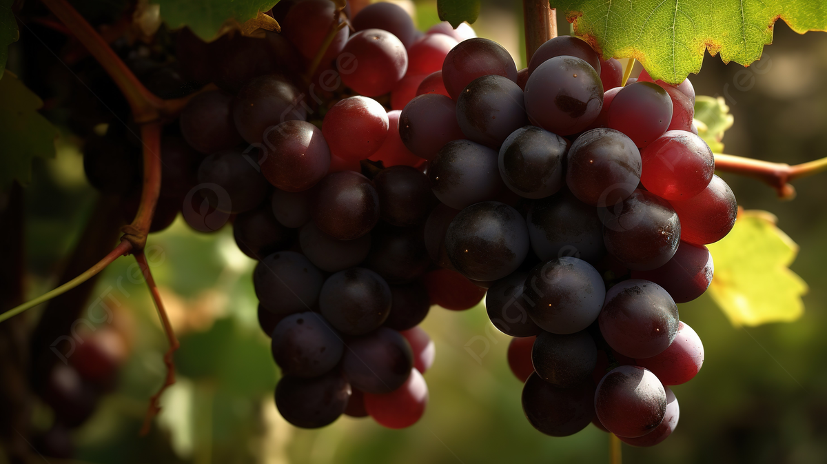 Red Grapes On A Vine Growing In The Vineyard Background, Grape Vine Picture Background Image And Wallpaper for Free Download