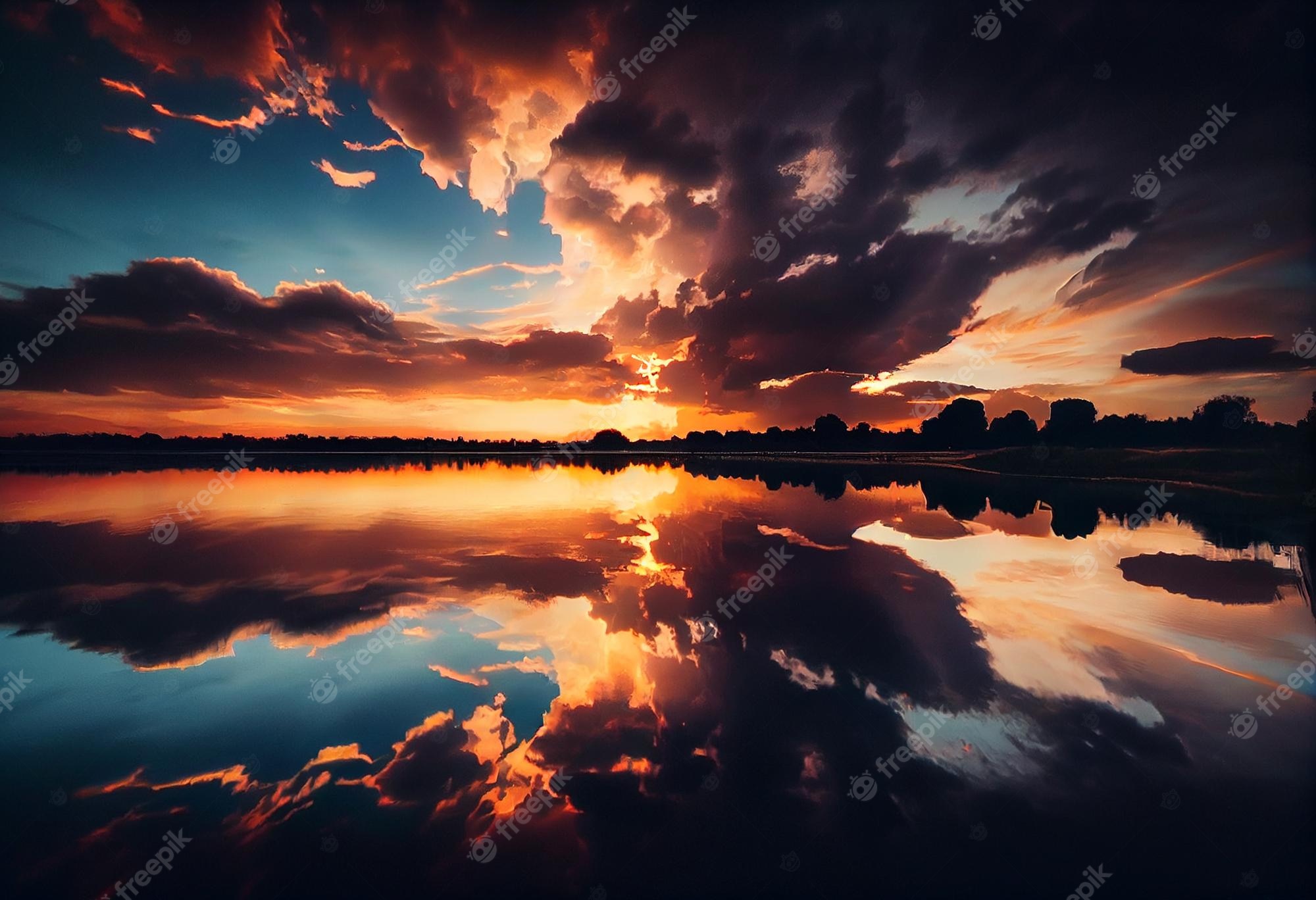 Sunset Lake Wallpaper Image