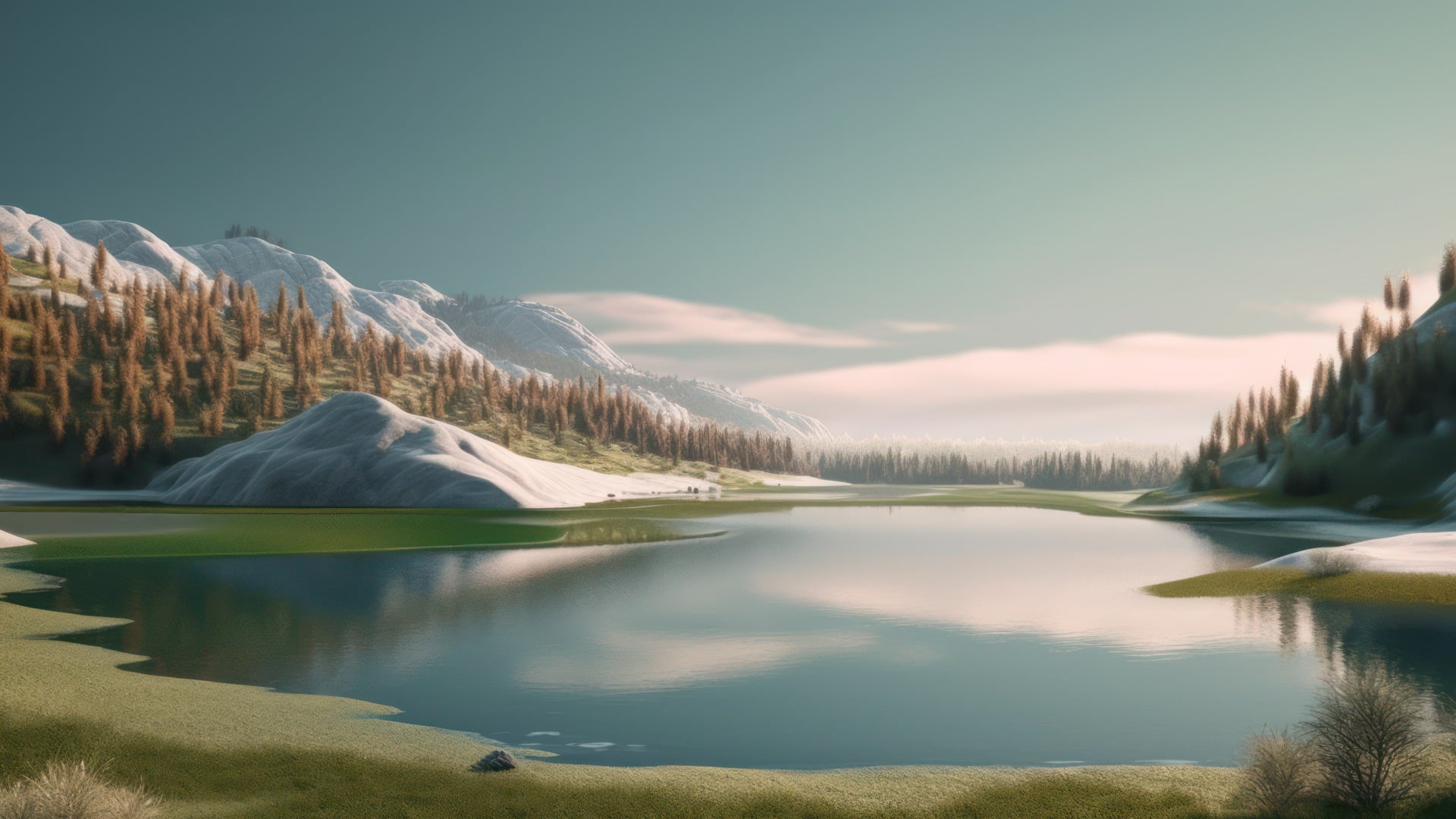 Lake Mountains Scenery [1920x1080]