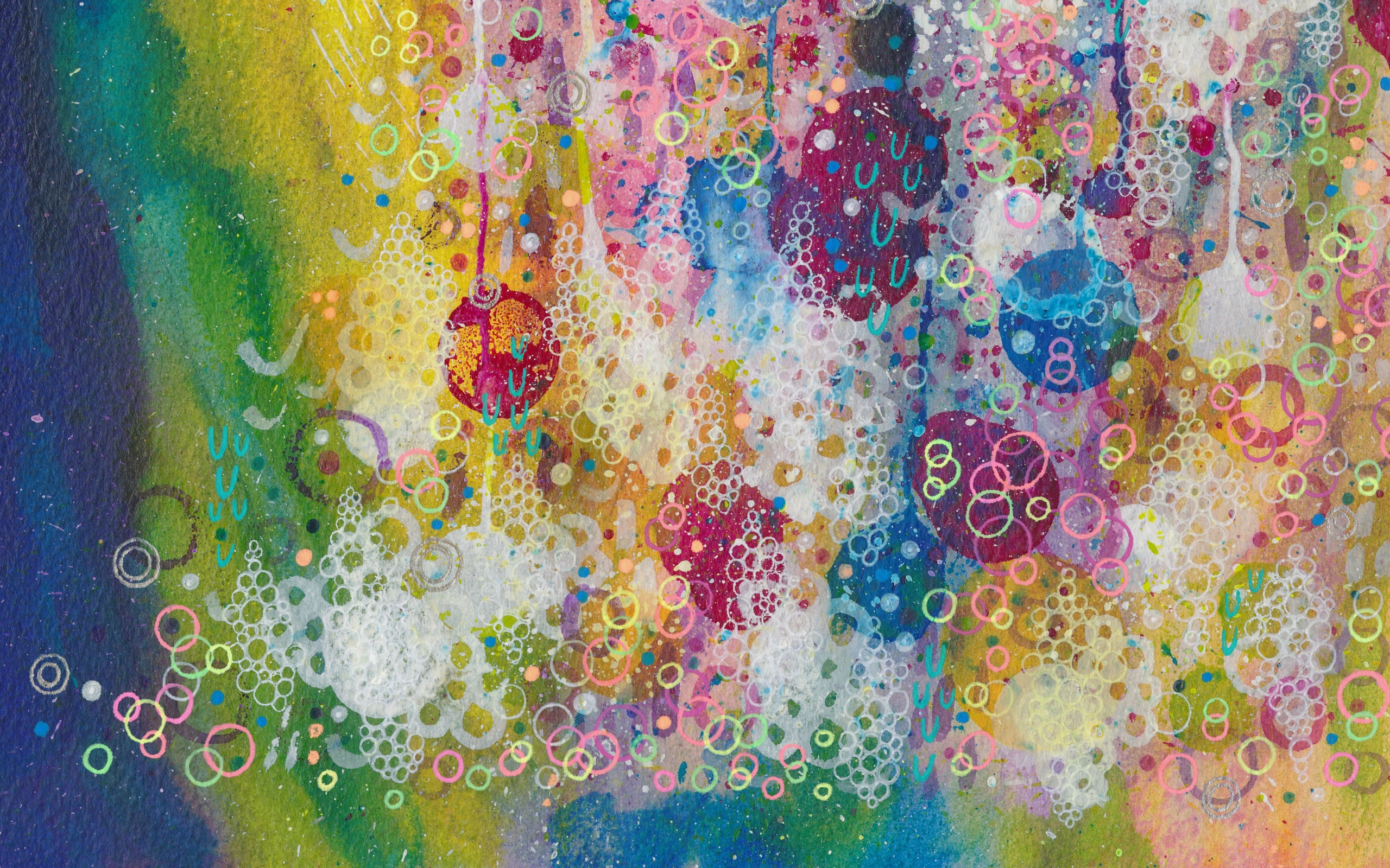 Wallpaper 4k abstraction, patterns, circles, spots, multicolored, watercolor 4k Wallpaper