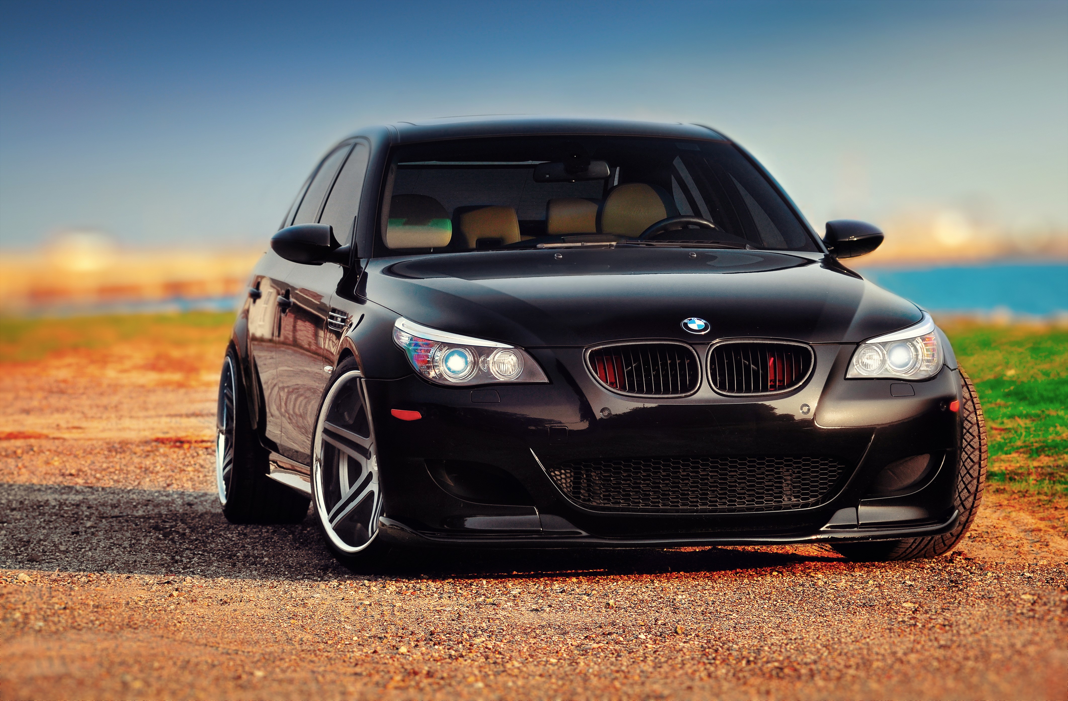 4K, M5 E60, BMW, Black, Front, HD Wallpaper